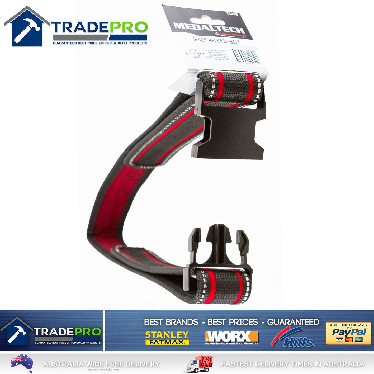 Tool Belt Medaltech® Pro-Soft Quick Release Heavy Duty for Rigger Scaff Nail Bag