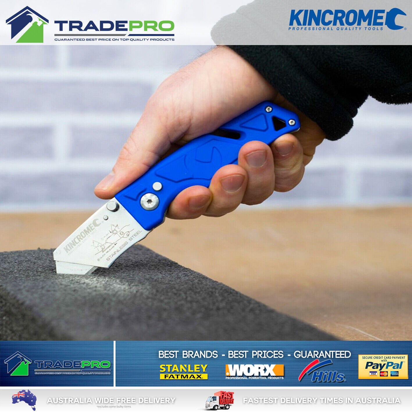 Kincrome® Ultility Knife Folding Box Cutter Blade PRO Pocket Trade Heavy Duty
