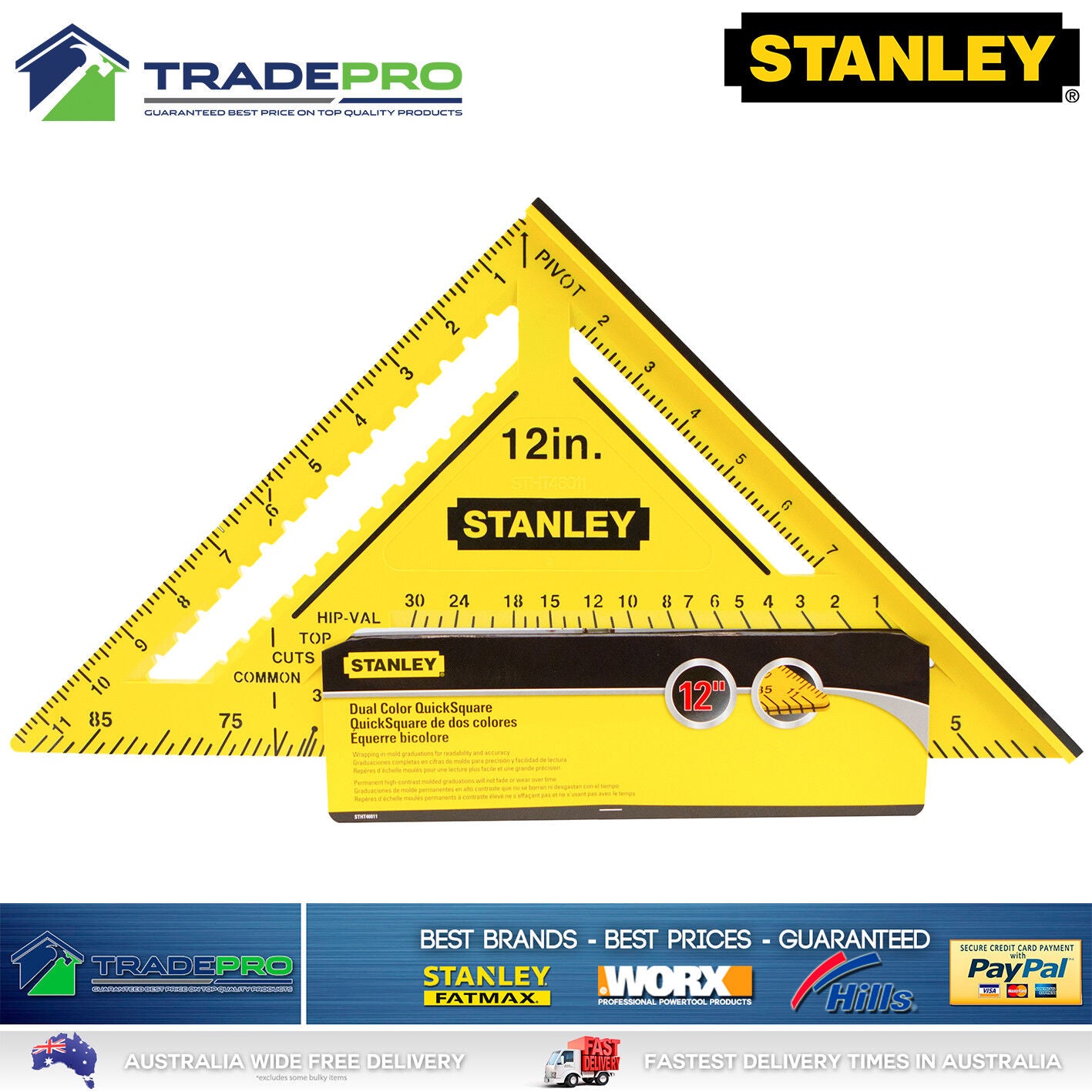 Stanley® Measuring Square PRO-SERIES 12" 300mm ABS Builders Trade Triangle Angle
