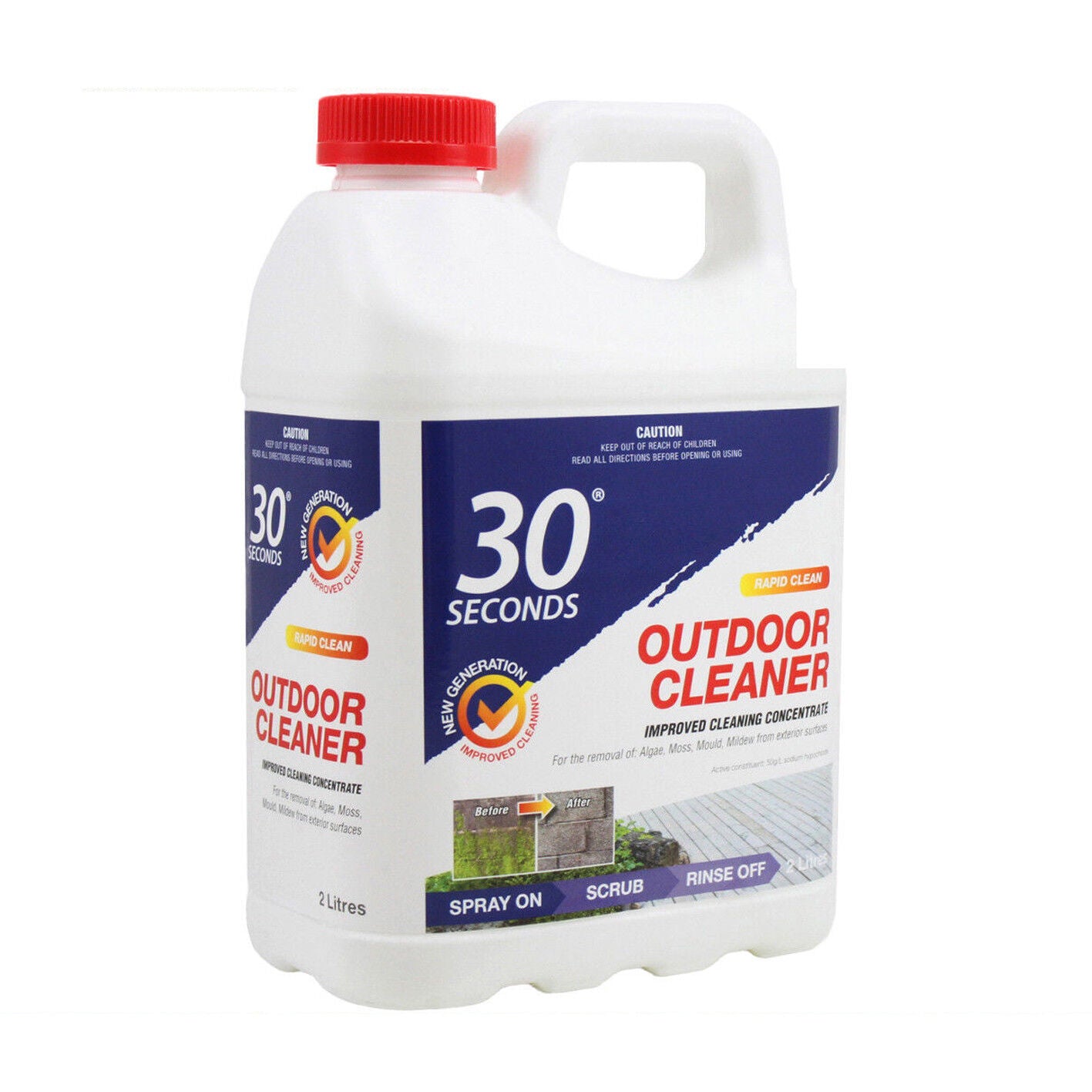 Outdoor Cleaner 30 Seconds 2Ltr NEW FORMULA PRO Concentrate Moss Mould Algae 2L
