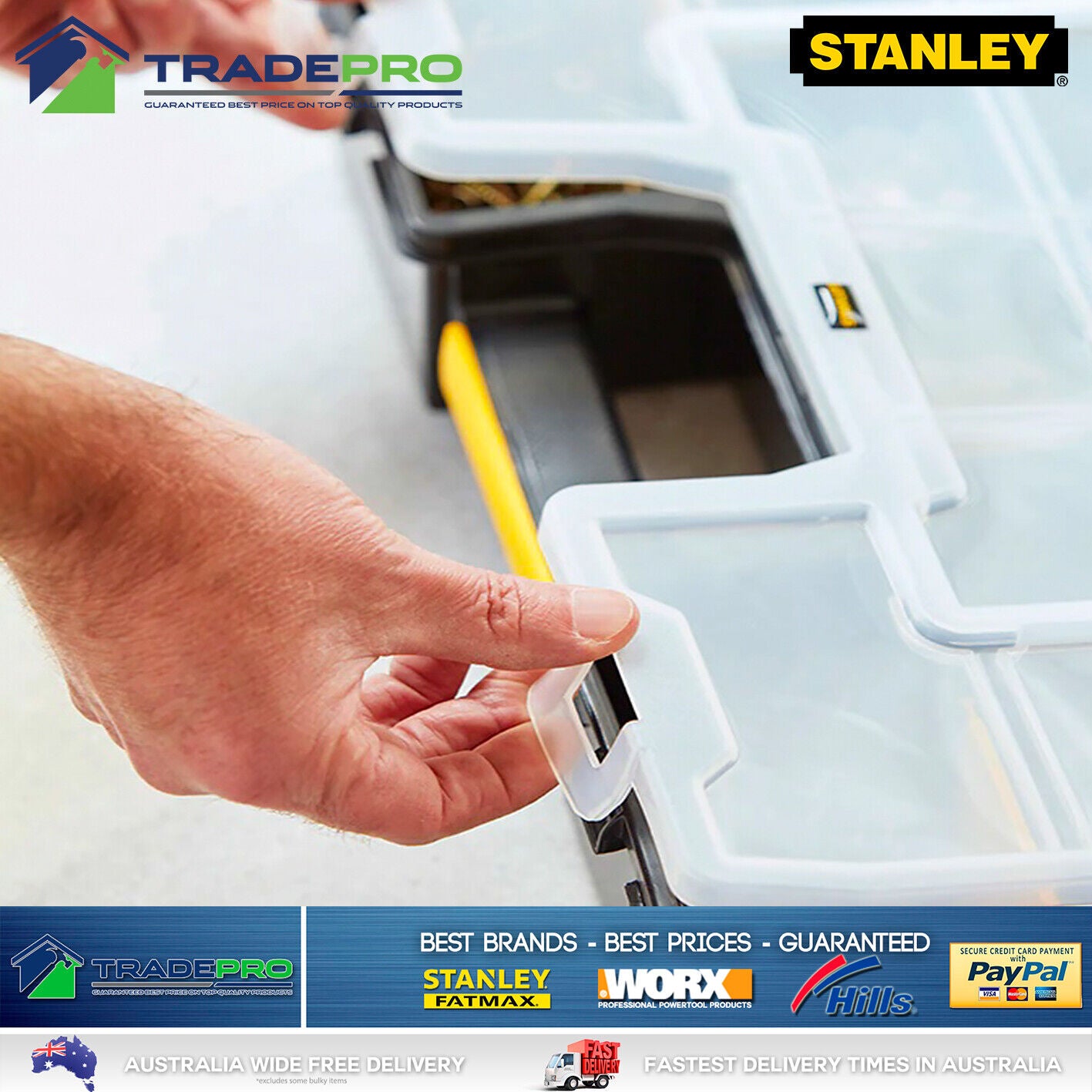 Stanley SortMaster® Tool Box Parts Organiser Pro Deep Tradies Chest Organise