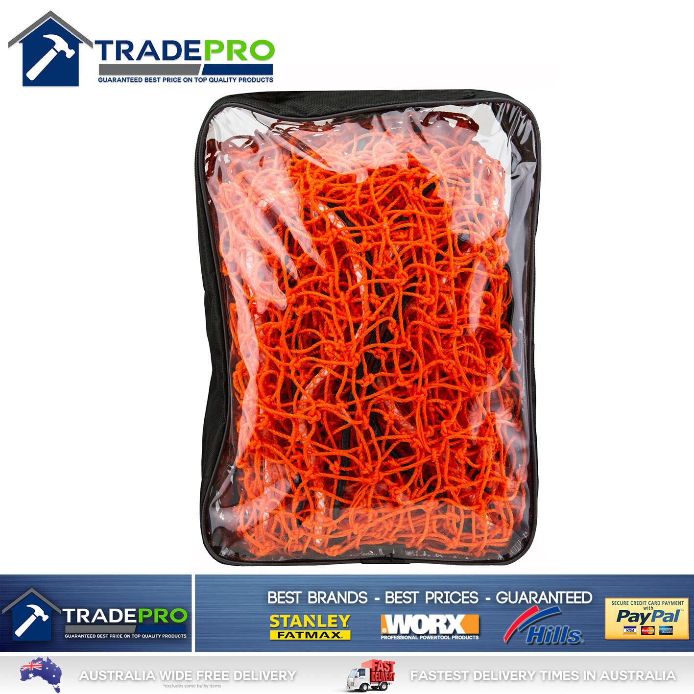 Cargo Net Ute Trailer Heavy Duty 1.8x2.4m Aust Legal with Bungee Cord 40x40 Mesh