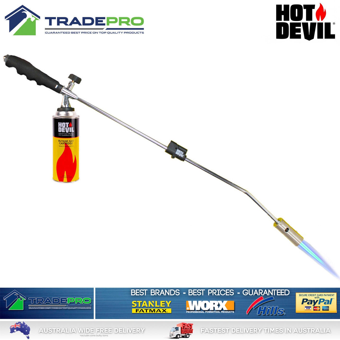 Weed Killer Hot Devil® PRO Grass Shrub Garden Kill Burner Kit Butane Gas Torch