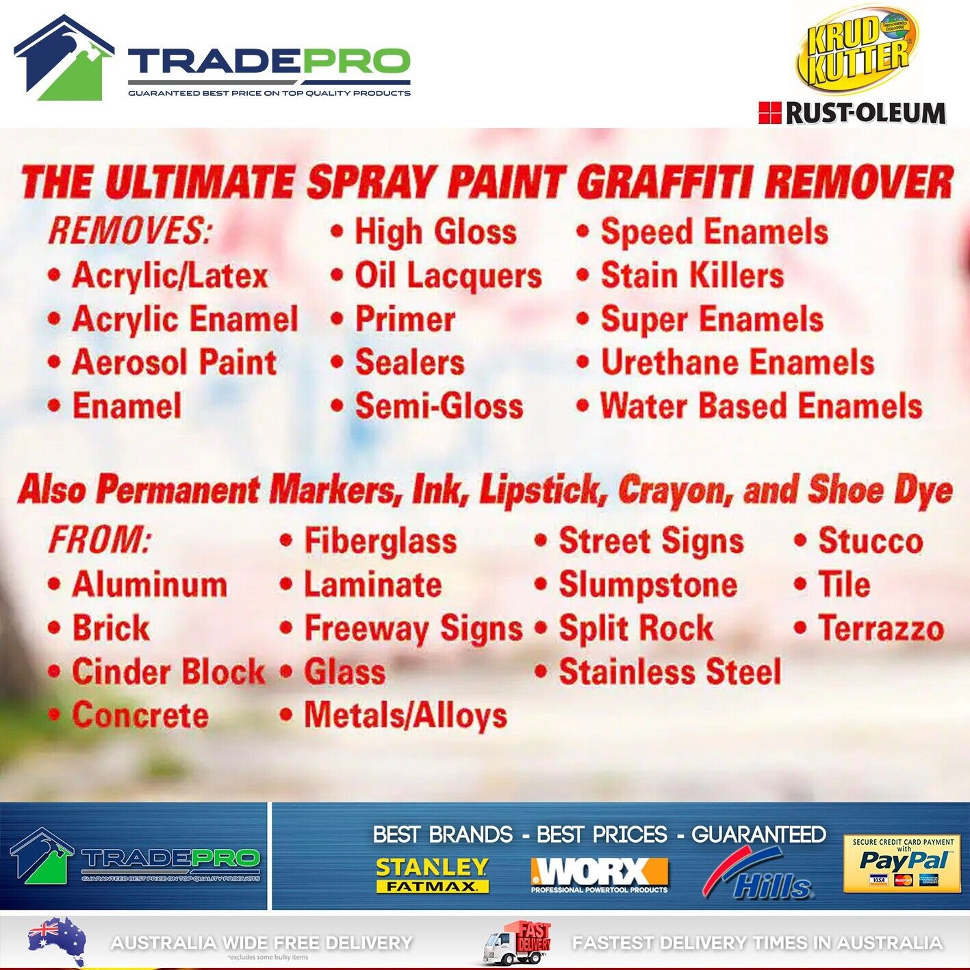 Graffiti Remover 946ml Krud Kutter Paint Muck Off Industrial Strength Cleaner