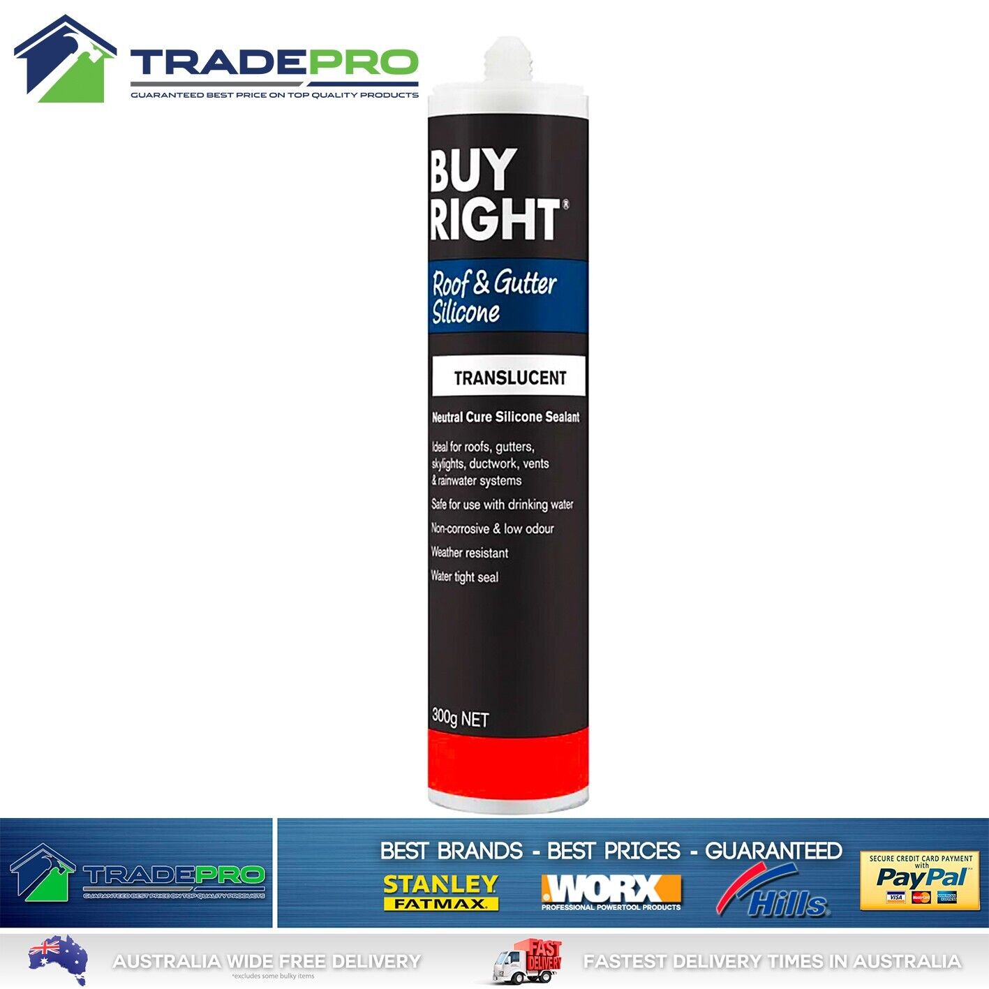 Roof & Gutter 300g Seal Silicone Transparent Clear Sealant Sealer PRO