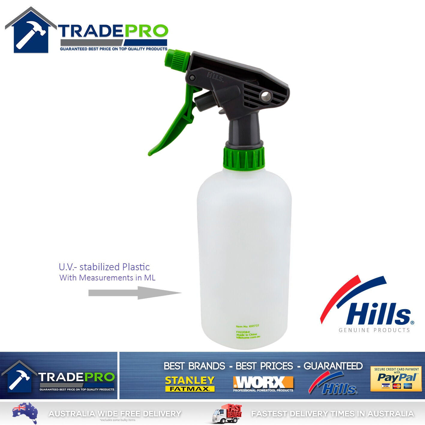 Spray Bottle 500ml Hills® Trigger Gun Misting Sprayer Flowers Restaurant Cleaner