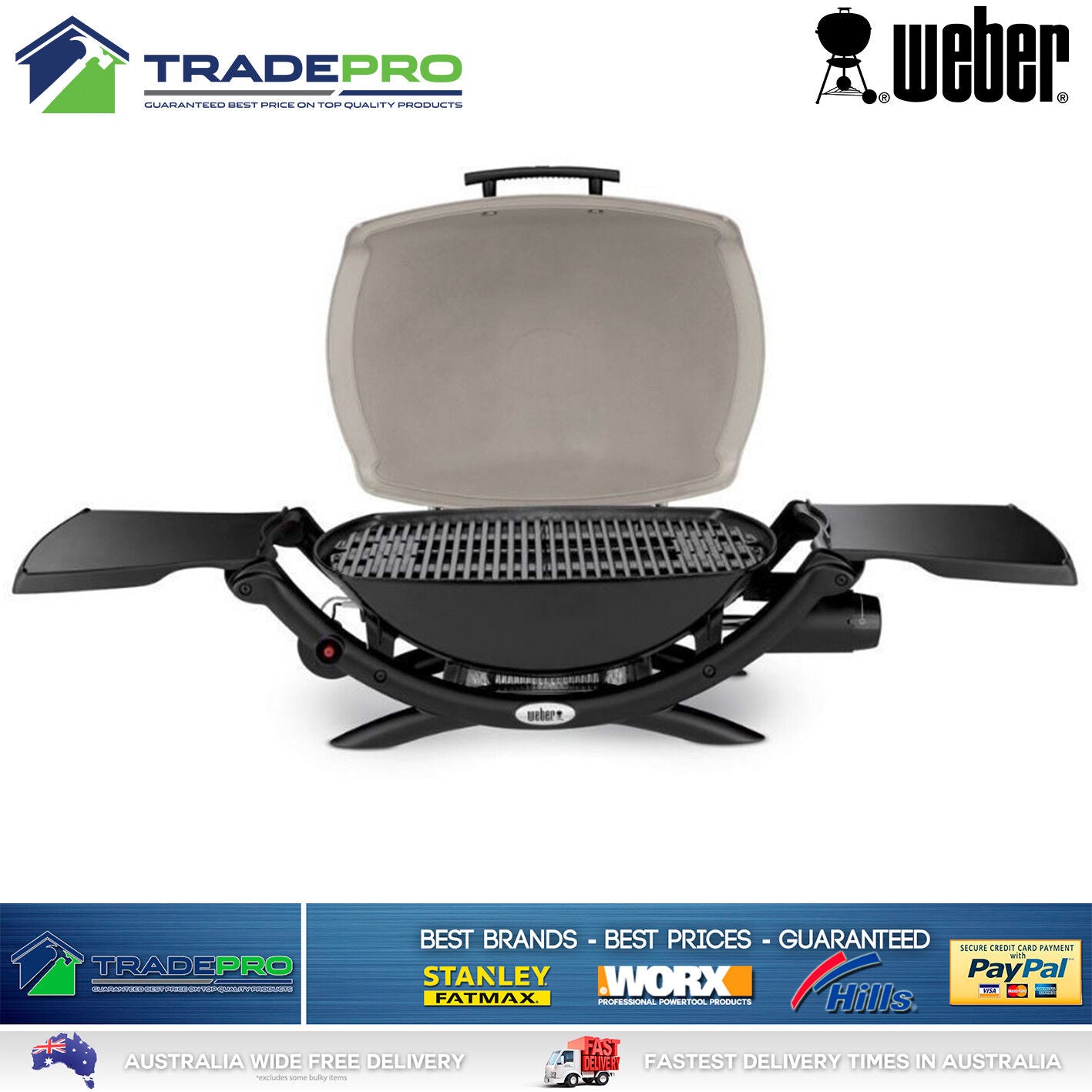BBQ Weber Q2000 PRO Portable Gas Barbecue Grill Stainless Steel Burner with Hose