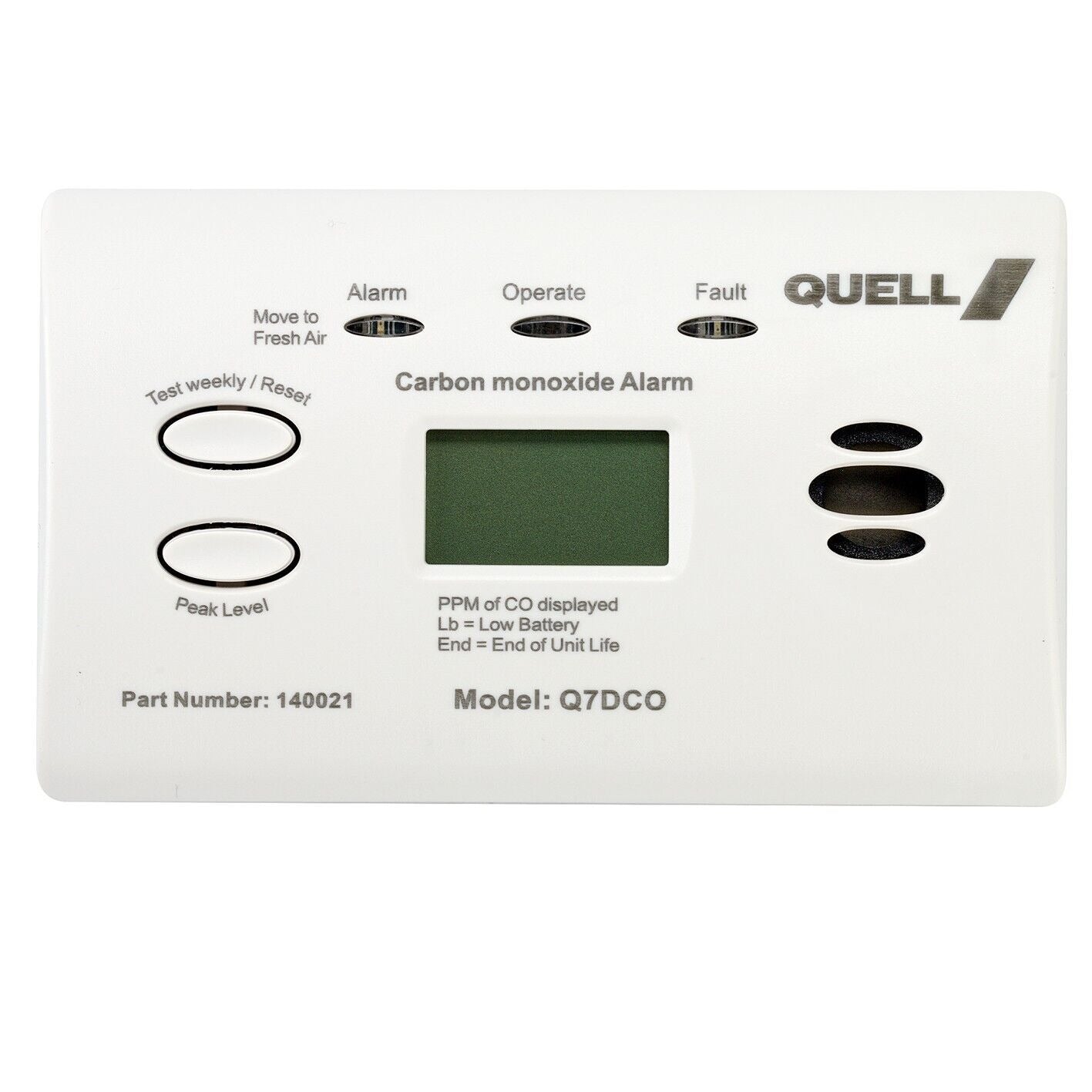 Smoke Alarm Quell PRO Carbon Monoxide Digital Long Life Detector with Batteries
