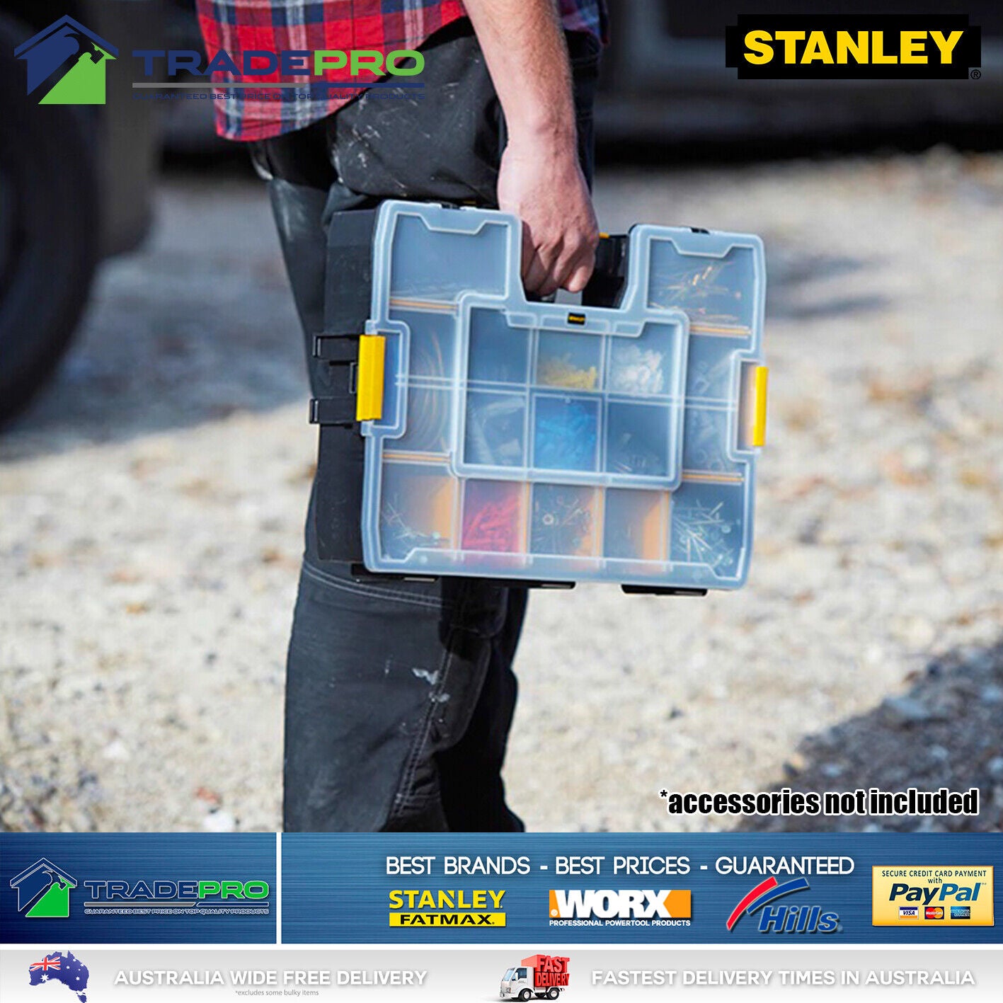 Stanley SortMaster® Tool Box Parts Organiser Pro Deep Tradies Chest Organise