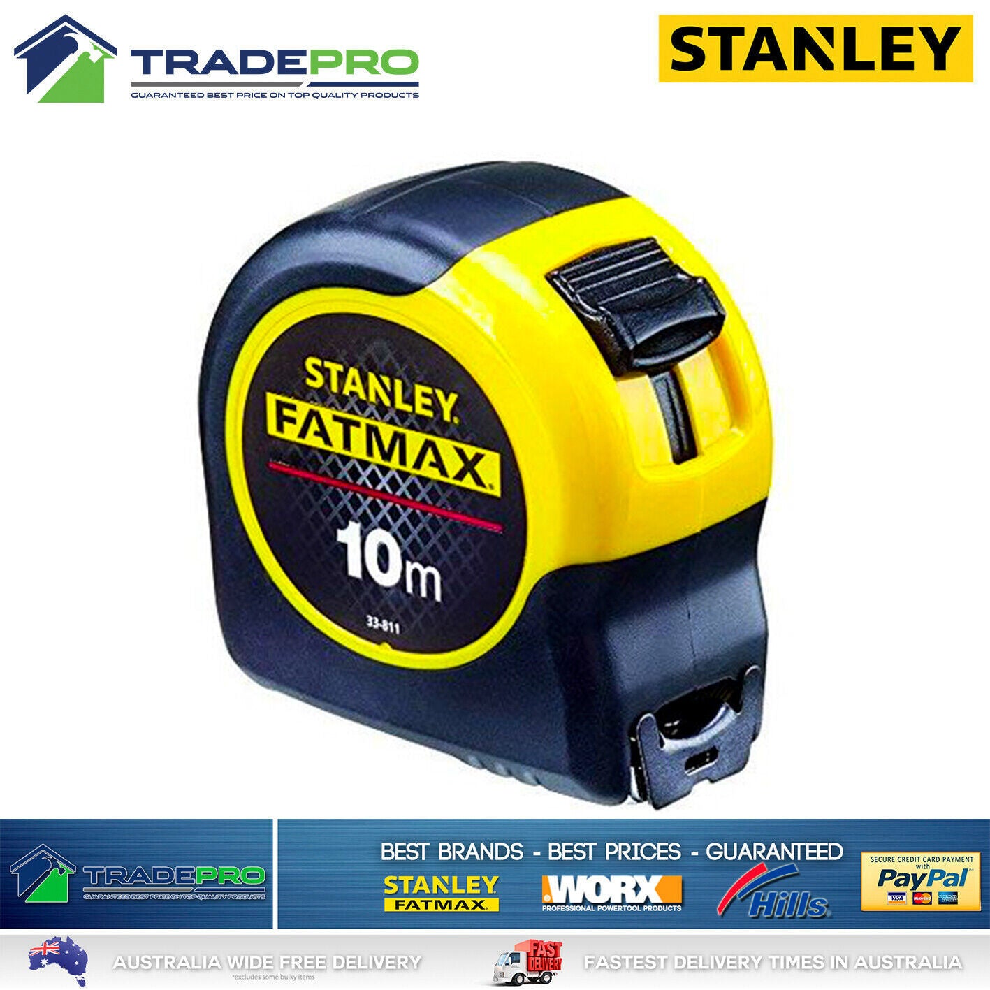 Stanley Fatmax 10m Metric Tape Measure NEW MODEL Measuring Fat Max 10Mtr Metre