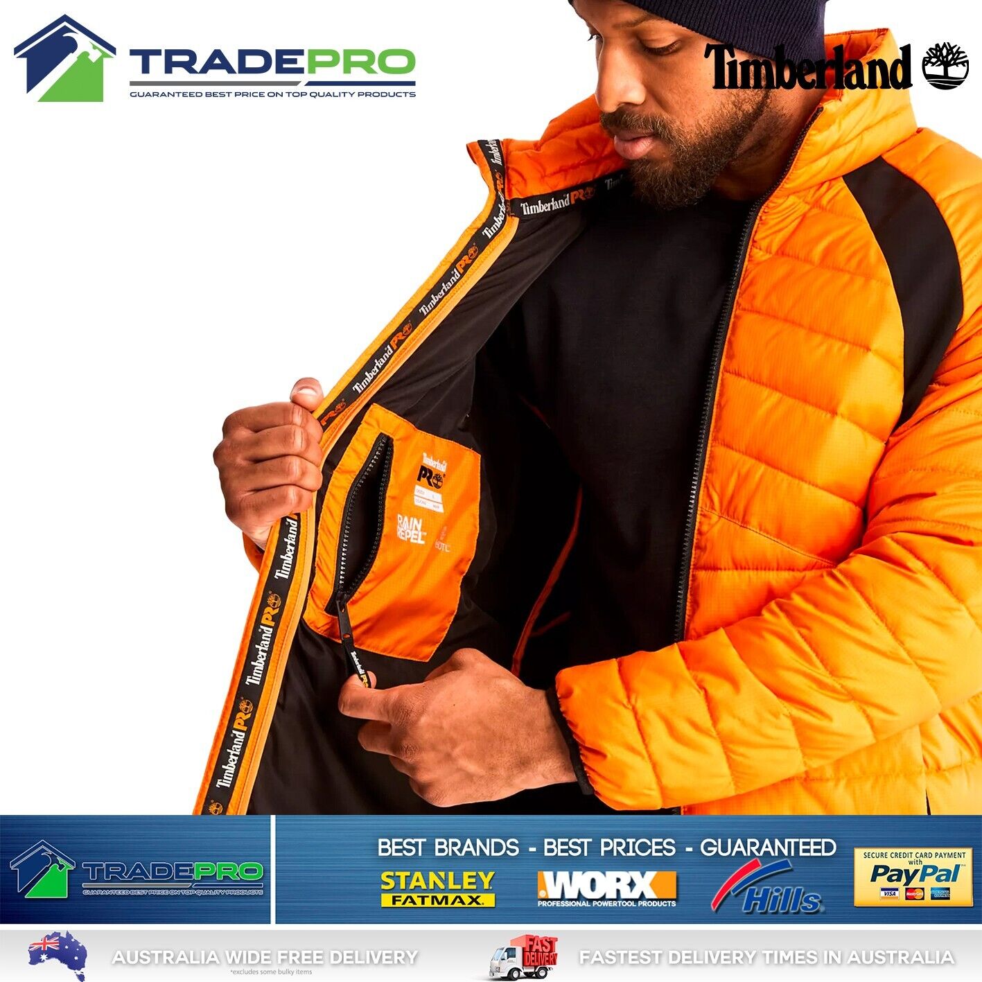 Timberland® Frostwall Jacket Tradies XL PRO Workwear Active Work Orange Jumper