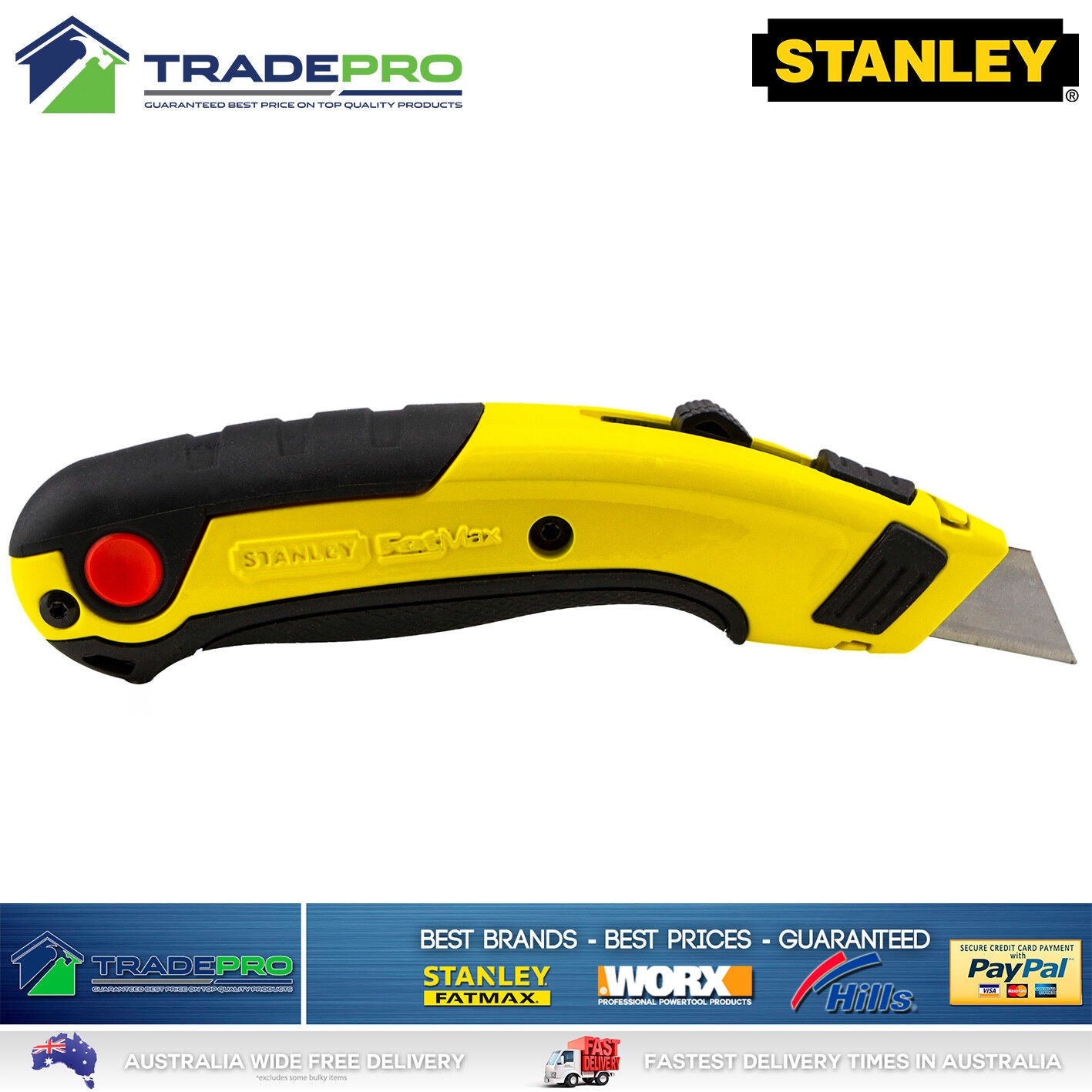 Genuine Stanley® Fatmax New PRO Retractable Ultility Knife with 5 Blades Quality