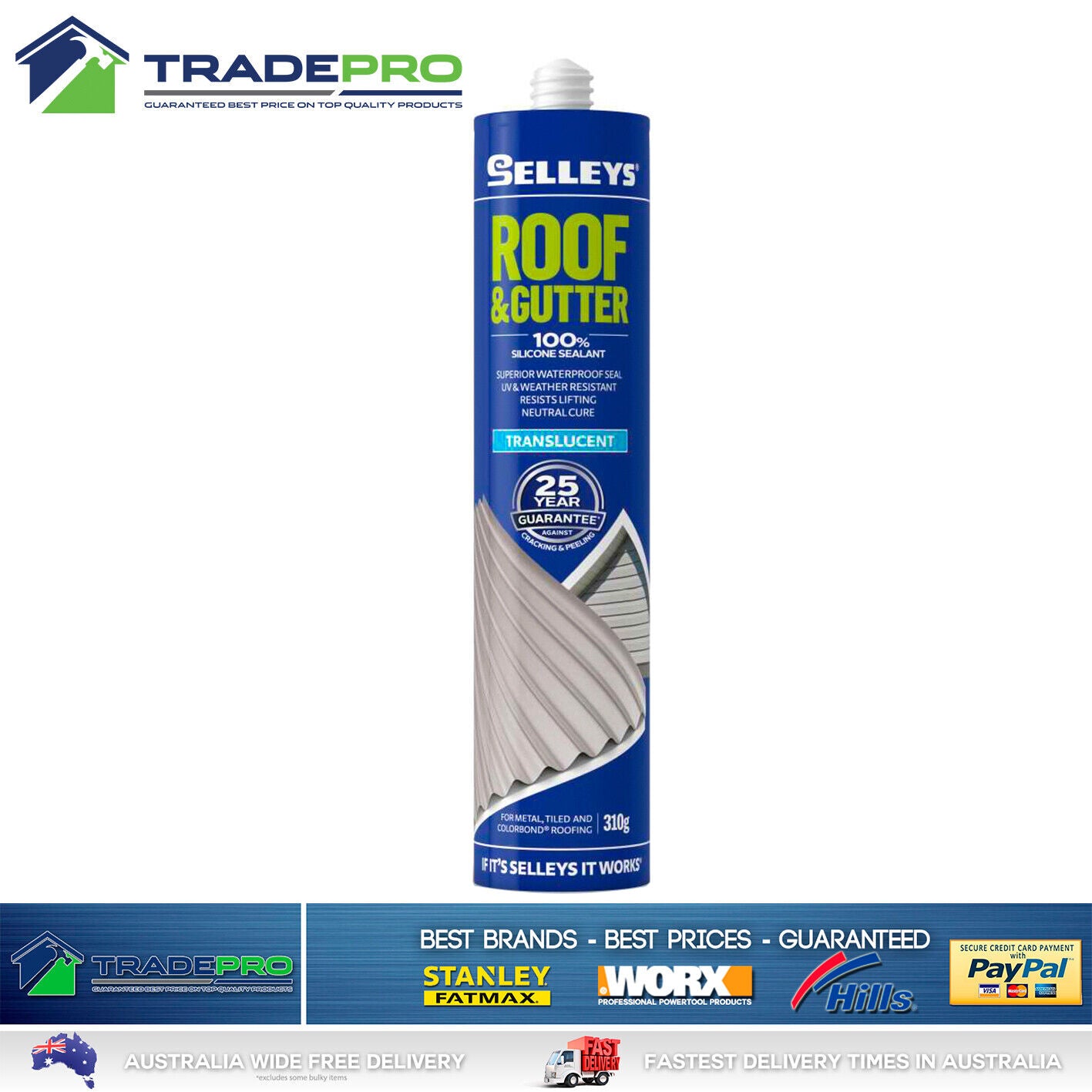12x Selleys® Roof & Gutter 310g Seal Silicone Transparent Clear Sealant Sealer