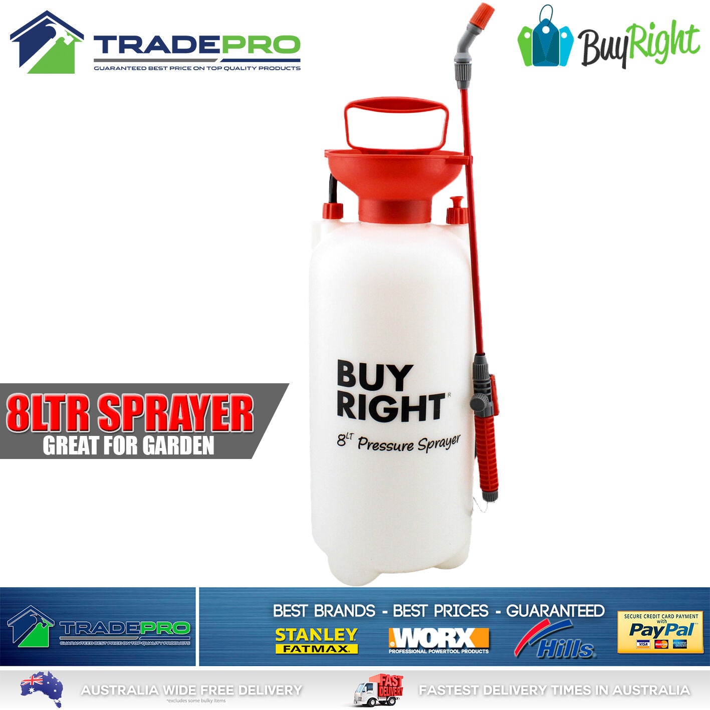 Chemical Garden Sprayer 8Ltr PRO W/Lance Adjustable Nozzle 8L Herbicide Pest