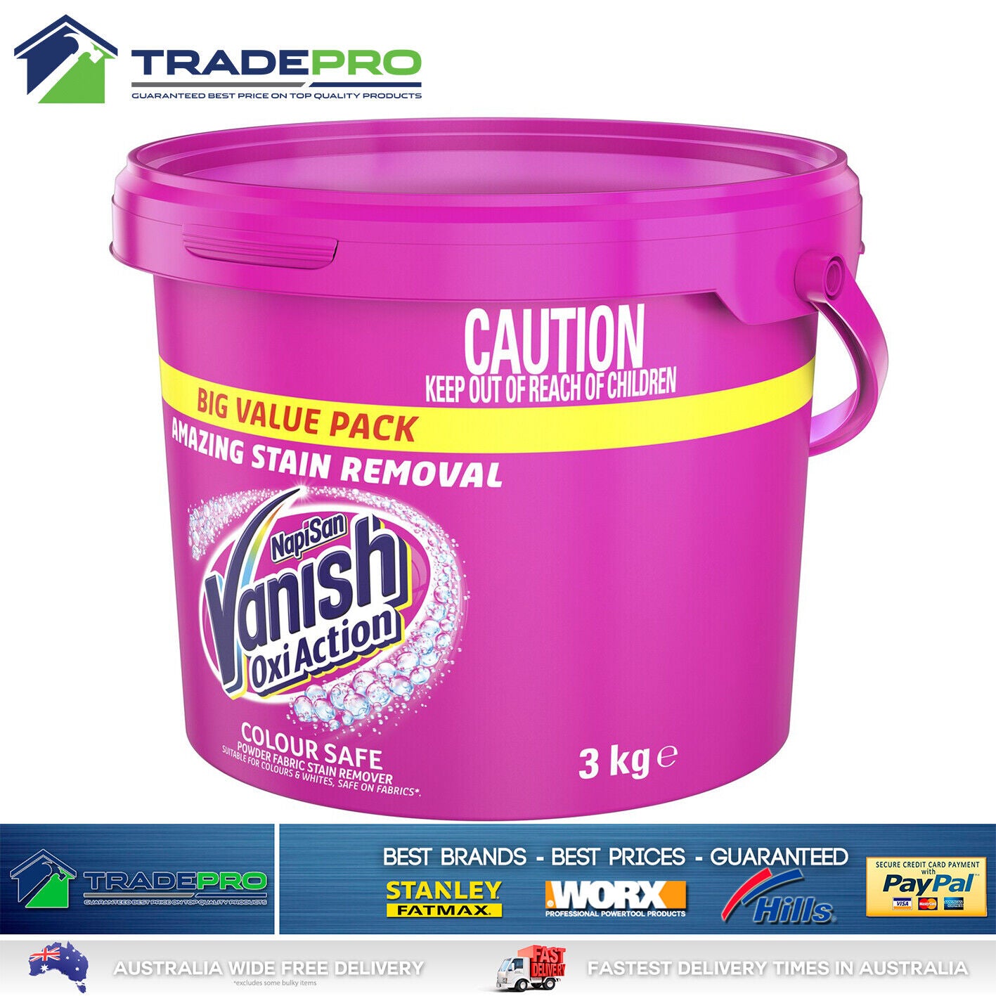 Napisan Vanish Oxi Action 3kg Bulk Clothes Laundry Washing Powder Stain Remover