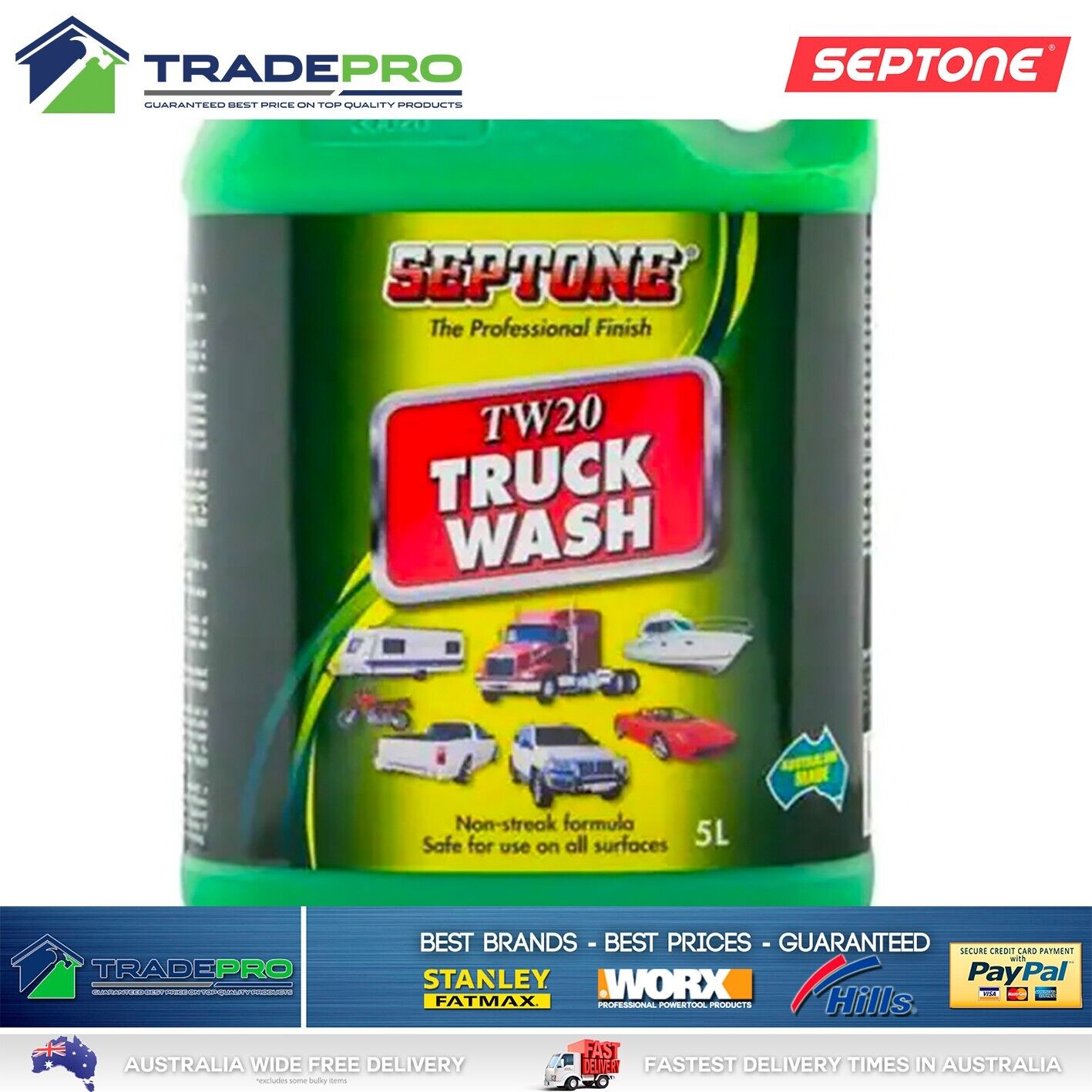 Septone 5L Truck Wash Aust Made Heavy Duty Car Motorcycle Caravan Soap Cleaner