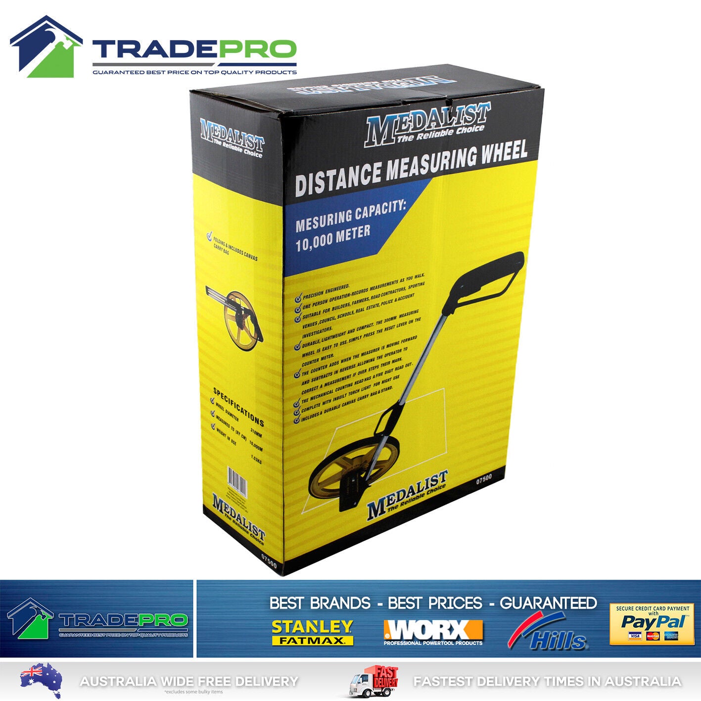 Measuring Wheel 10KM PRO Medalist 318mm Distance Night Light Carry Bag Folding