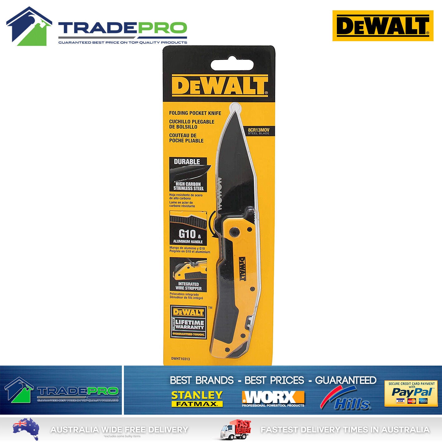 DeWalt® PRO Premium Ultility Knife Folding Outdoor Hunting Sharp Camping Pocket