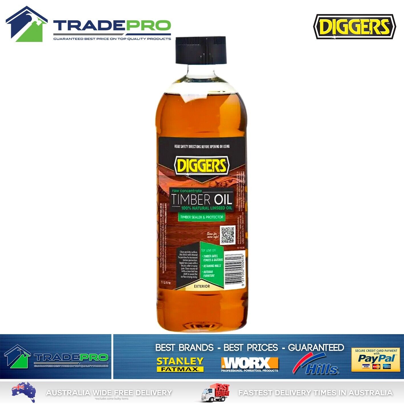 Linseed Oil 1L Raw Natural Timber Sealer 1LTR Wood Bat Furniture Protector PRO