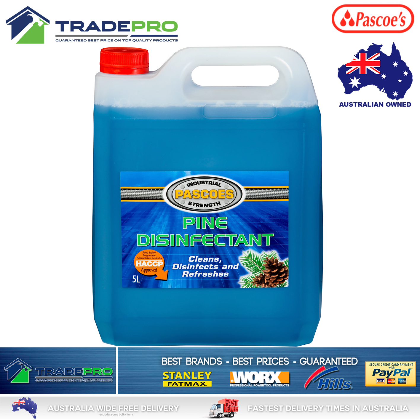 Bacterial Sanitiser Disinfectant 5Ltr Kills 99% Germ Killer Bulk Liquid Aussie