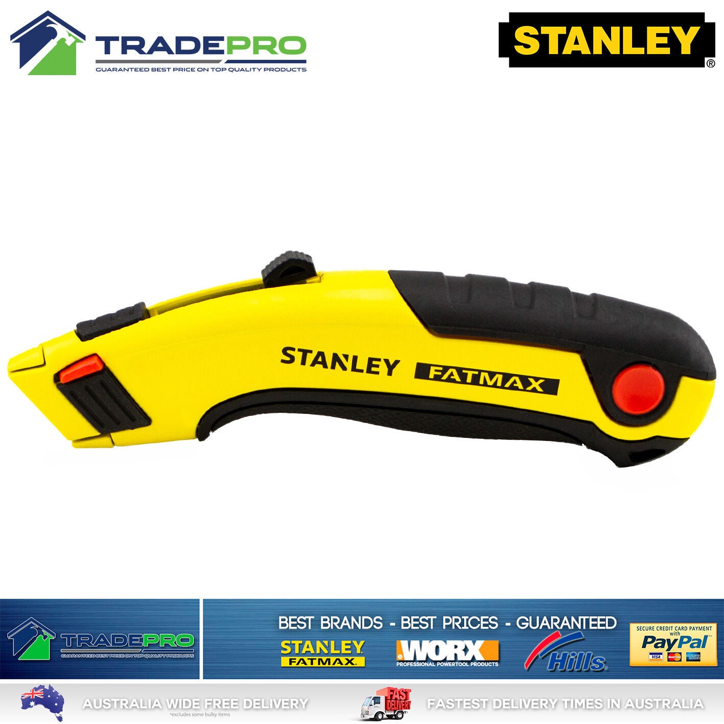 Genuine Stanley® Fatmax New PRO Retractable Ultility Knife with 5 Blades Quality