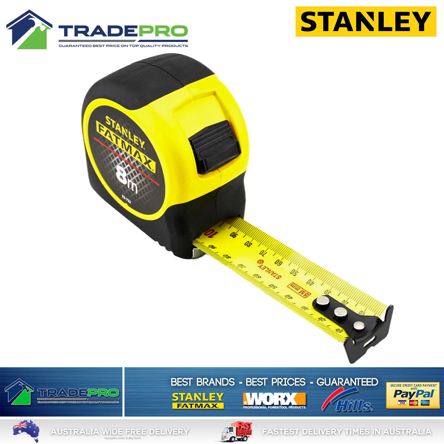 Stanley FatMax 8m Tape Measure Metric NEW MODEL Best Price Fat Max 8Mtr Metre