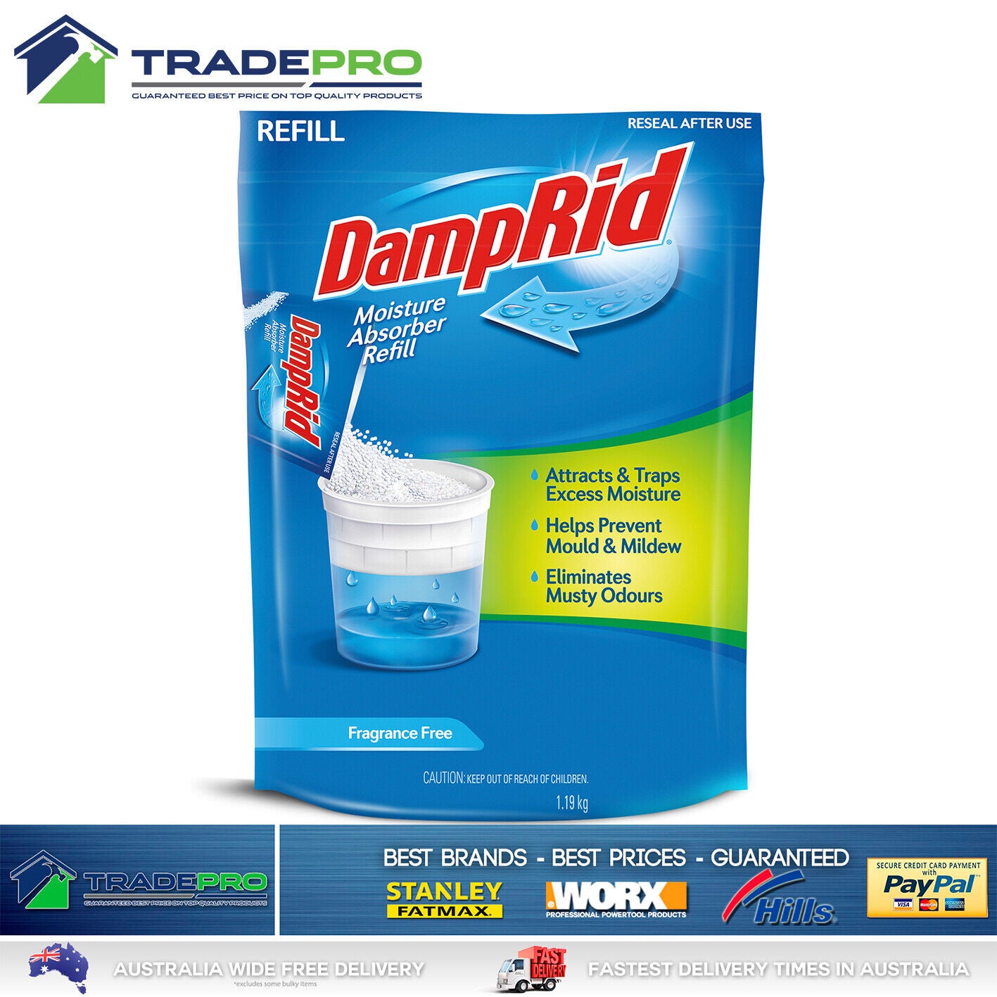 DampRid Refill Moisture Absorber 1.19kg Damp Rid NEW Model Mould Odour Killer