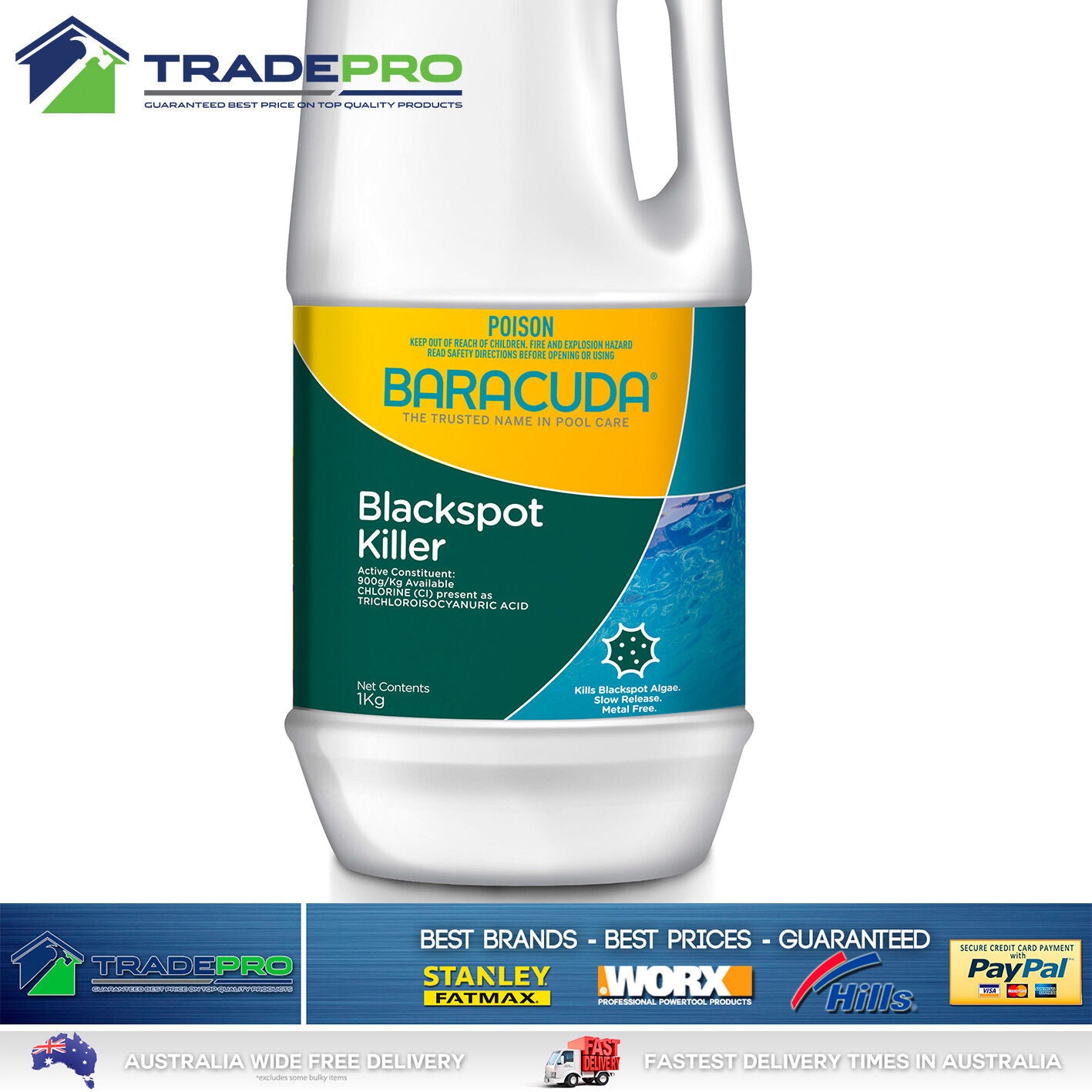 Pool Blackspot Algaecide Remover 1Kg Baracuda Concentrated Granular Algae Killer