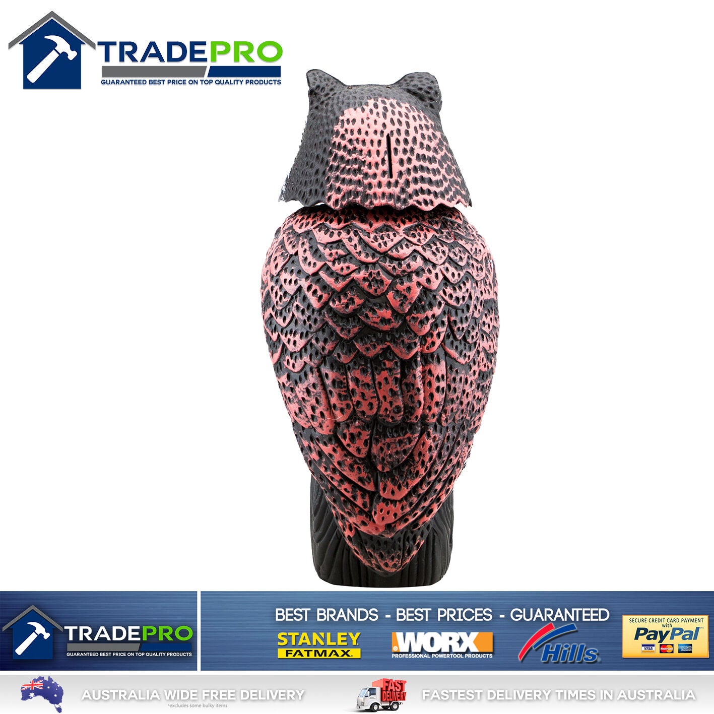 Scare Owl Rotating Head Large 40cm REALISTIC Possum Rodent Bird Pest Deterrent
