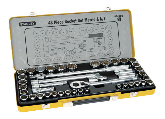 Stanley® PRO 43PC Piece Socket Set Metric & Imperial 1/2'' Drive Quick Release