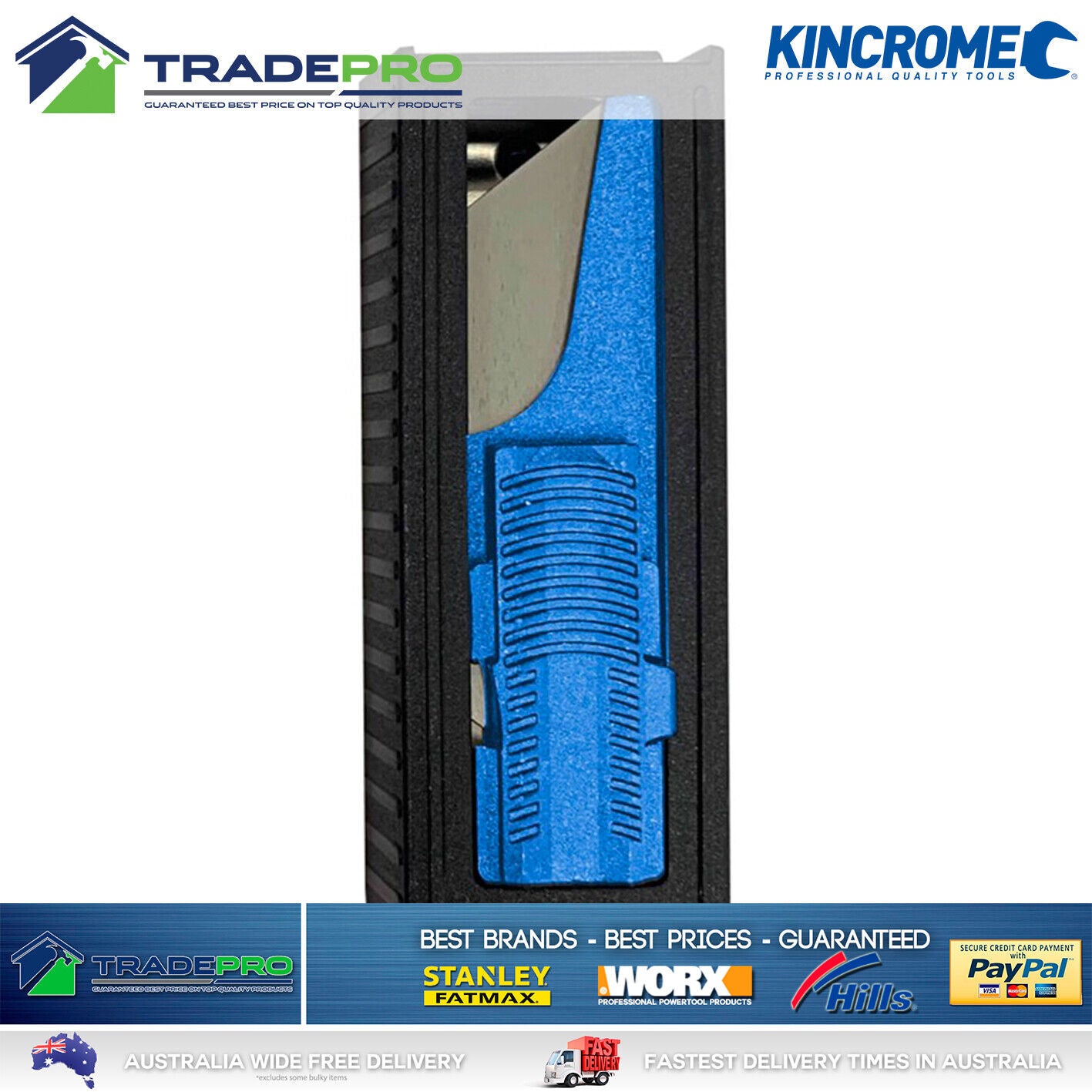 Kincrome Utility Knife Blades 10 Piece Kit PRO Razor Carbon Steel Safety Cutter