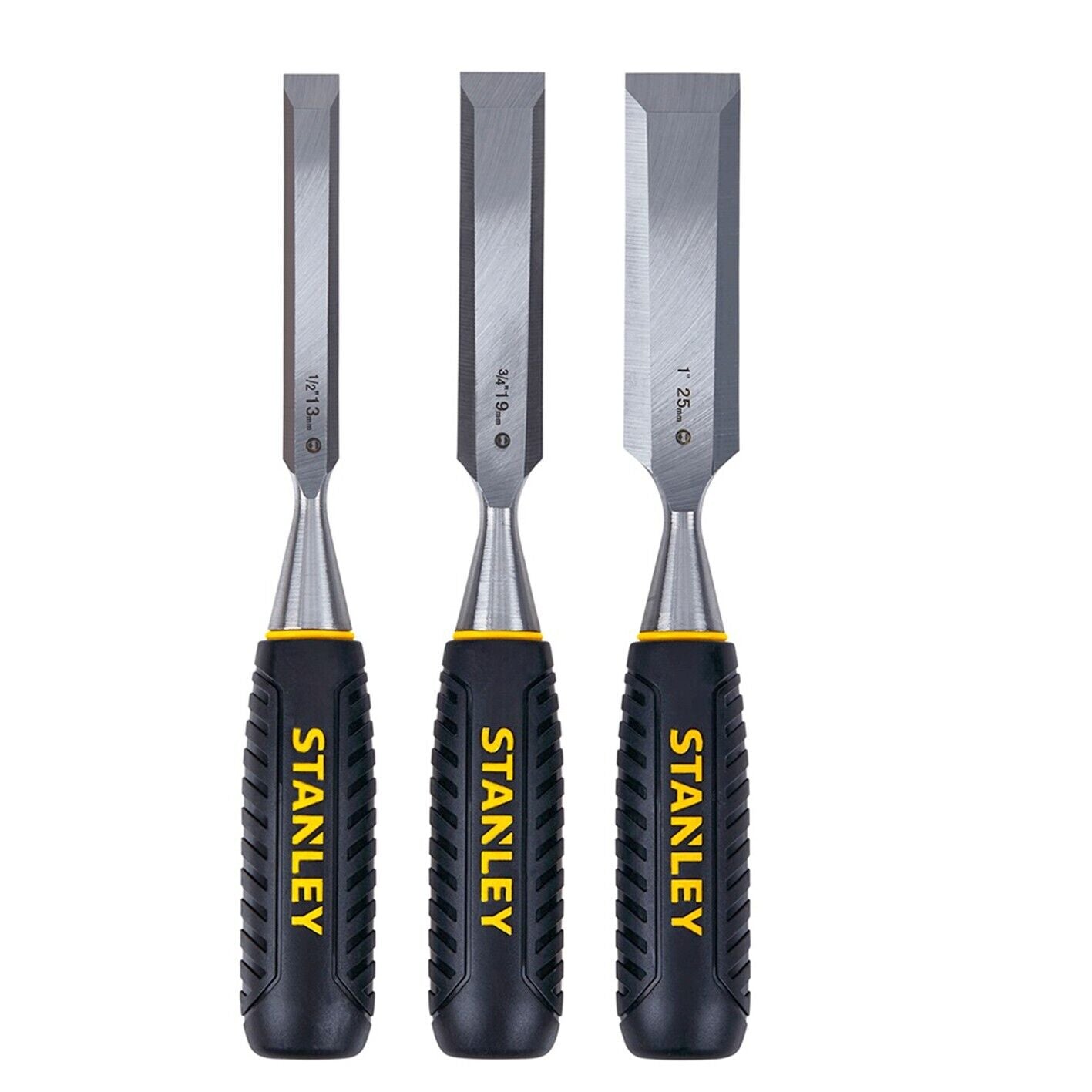 Genuine Stanley Heavy Duty 3 Piece Forged Hardened Chisel Set Wood Cutting PRO