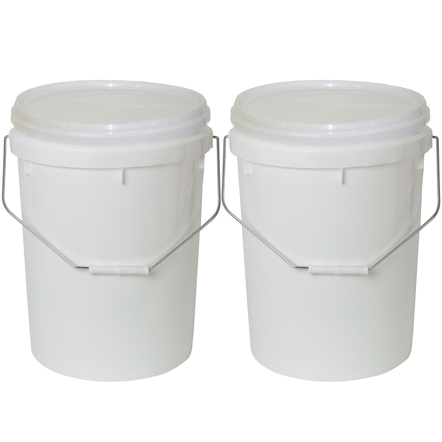 2x Quality Bucket with Lid & Handle 20Ltr H/Duty Premium Plastic Food Grade 20L