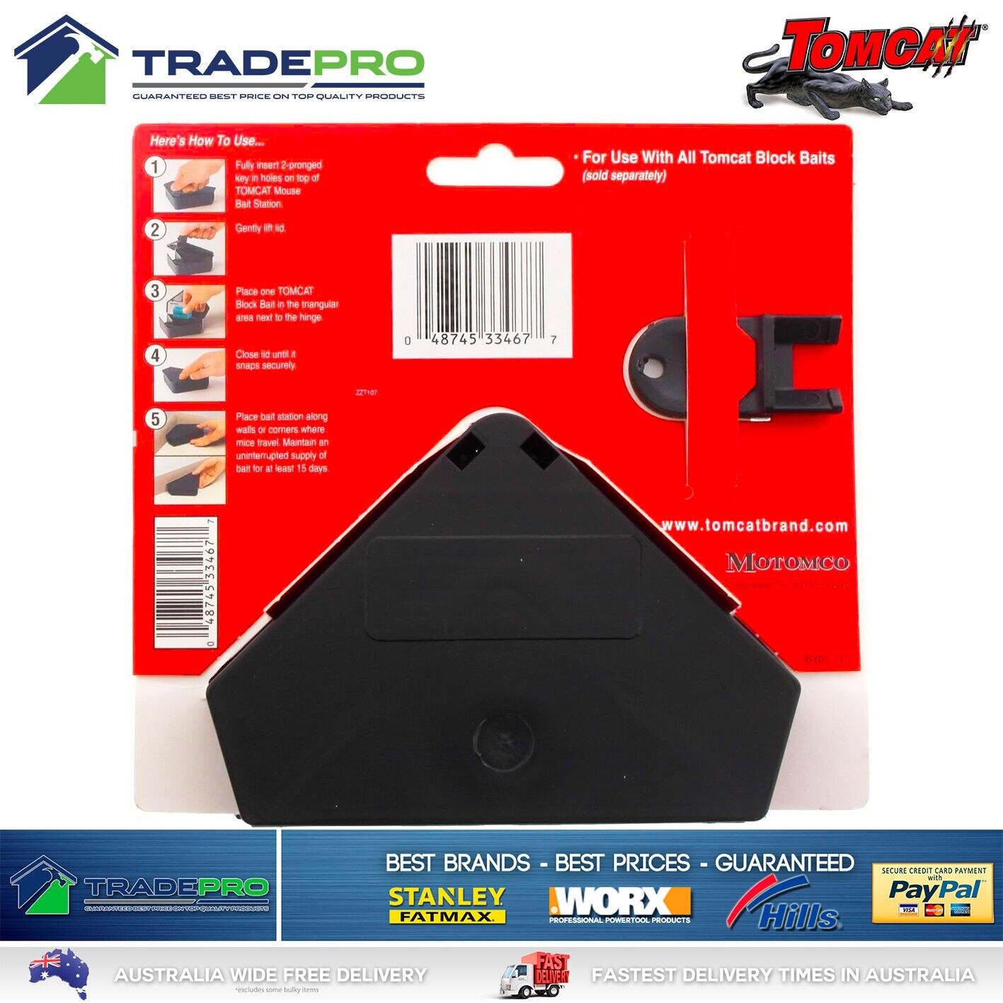Tomcat Mouse Bait Station Poison Killer Trap Plastic Safe Children Lockable PRO