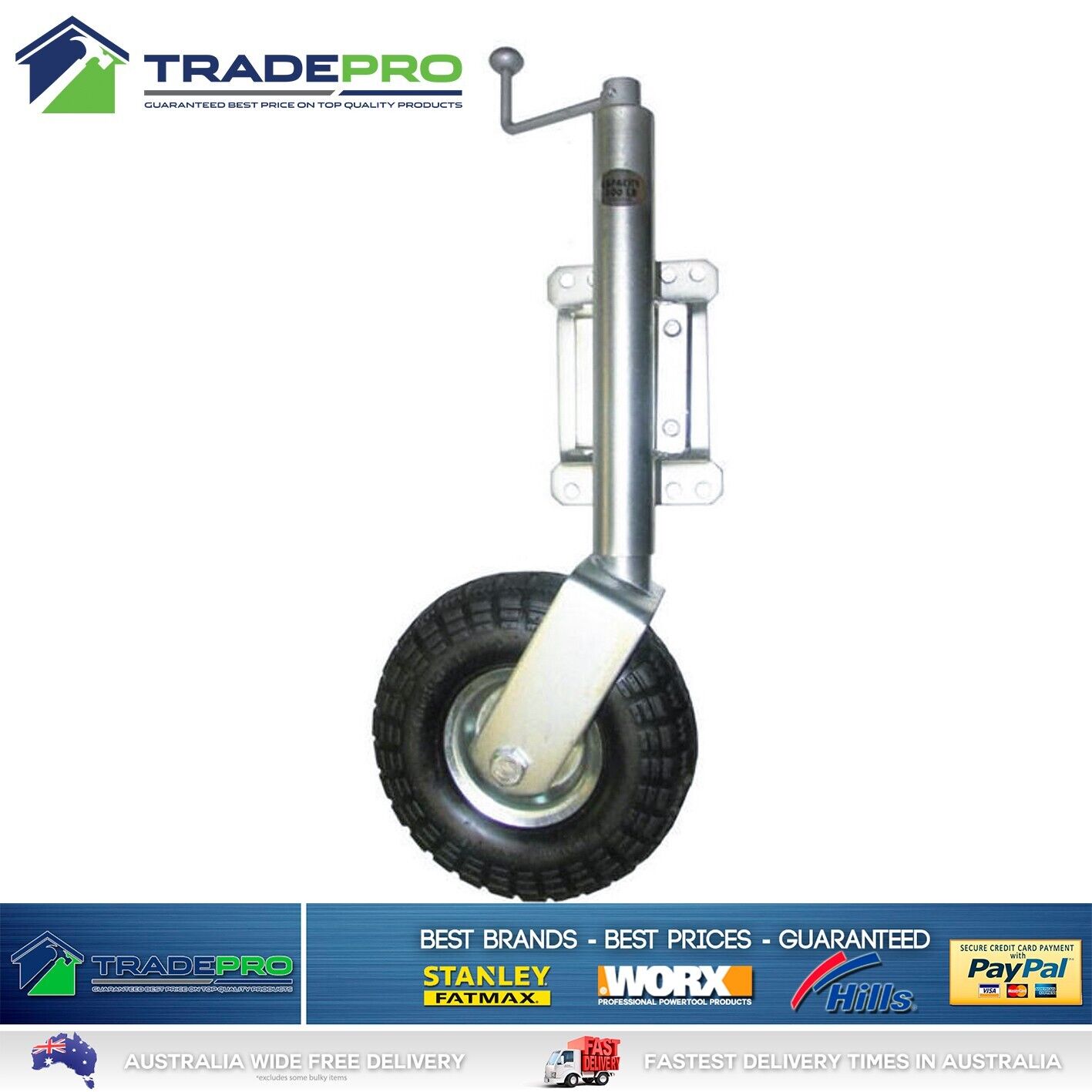 Jockey Wheel 250mm Trailer Swing Up 10" Wheel with Bracket Caravan Boat Trailer