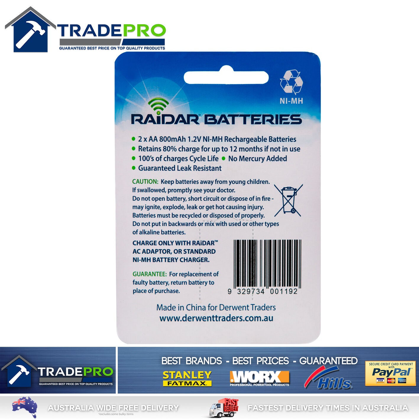 Snake Repeller Raidar Outback Rechargable Batteries AA 2pc for MP Plus Models