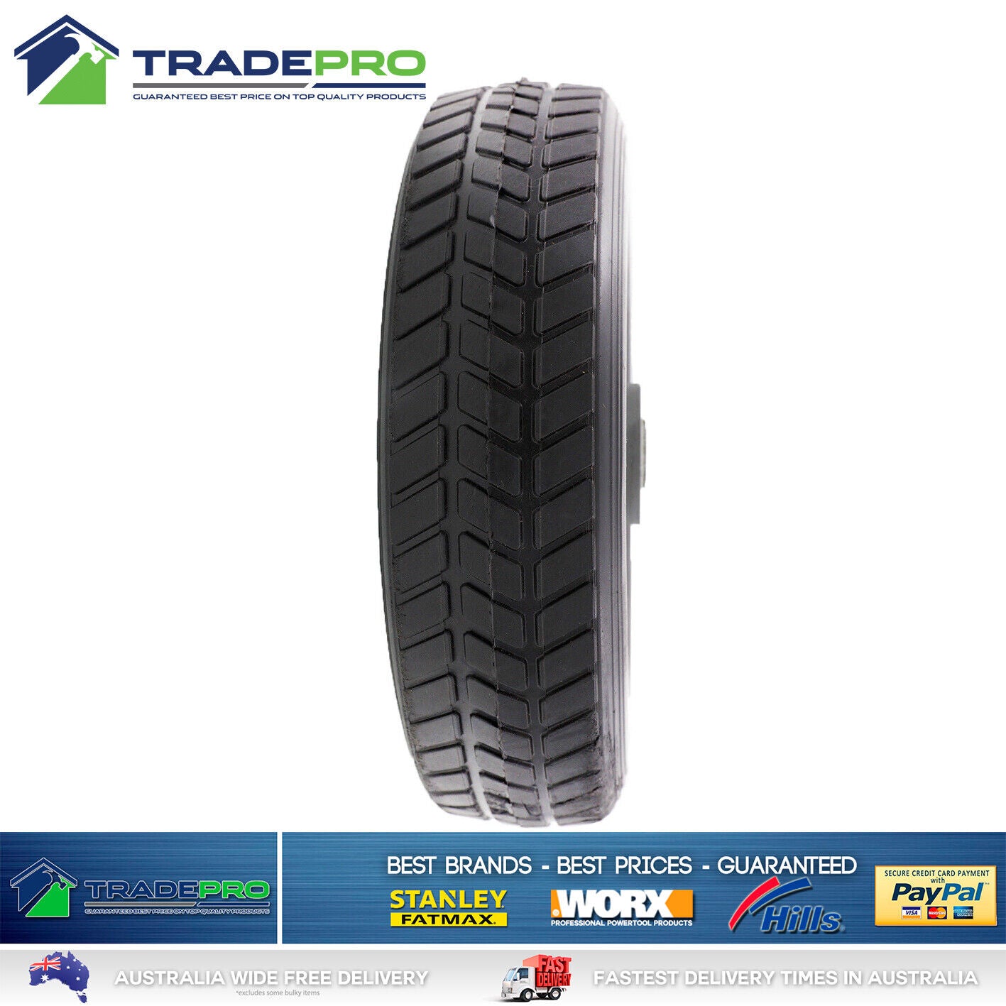 Hand Trolley Wheels Tyre Rim 10" 250mm 19mm Bore Puncture Proof Wheel H/Duty