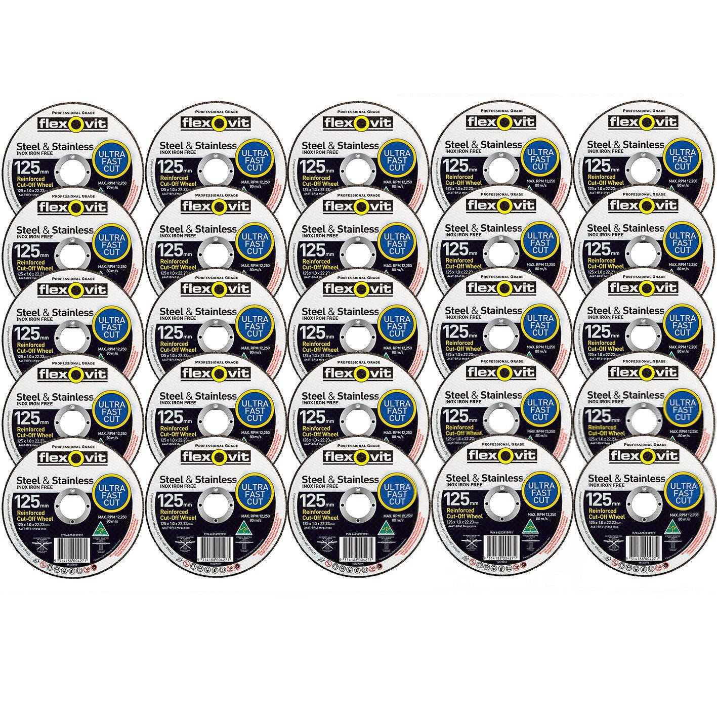 25x Metal Cut Off Wheel 125mm x22 1mm Flexovit® PRO Angle Grinder Cutting Discs