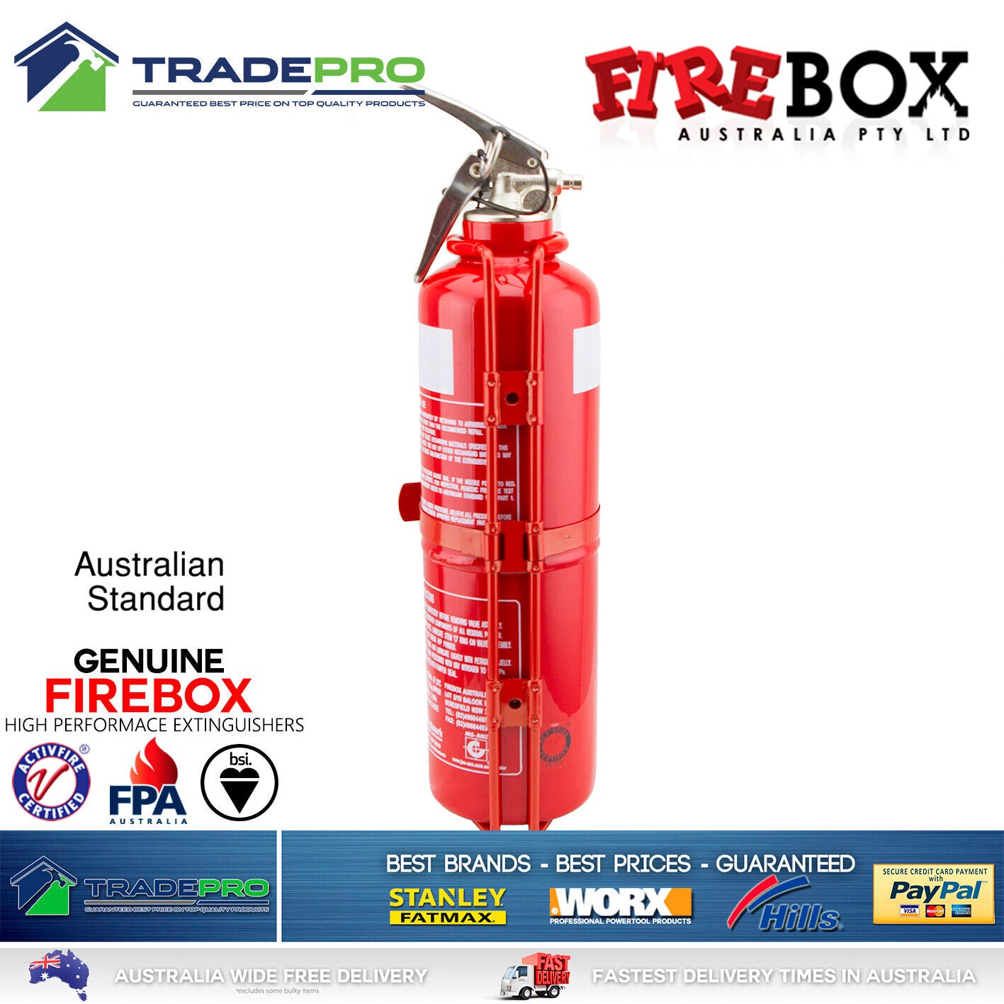 Fire Extinguisher & Blanket Kit 1kg ABE Professional Dry Powder Bracket Car Home
