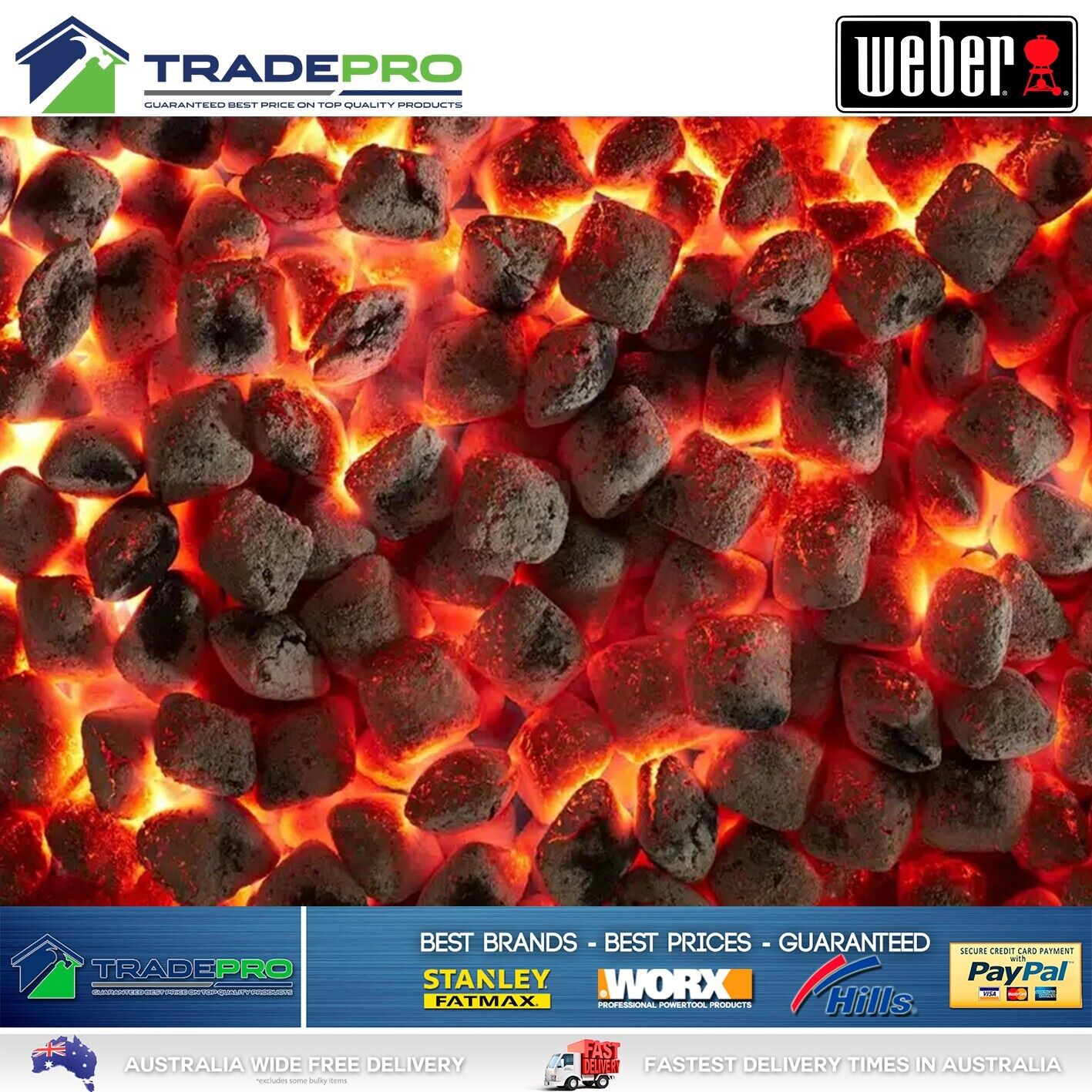 Weber Heat Beads BBQ Briquettes 10kg PRO Burn Low Odour Kettle Cooking Charcoal