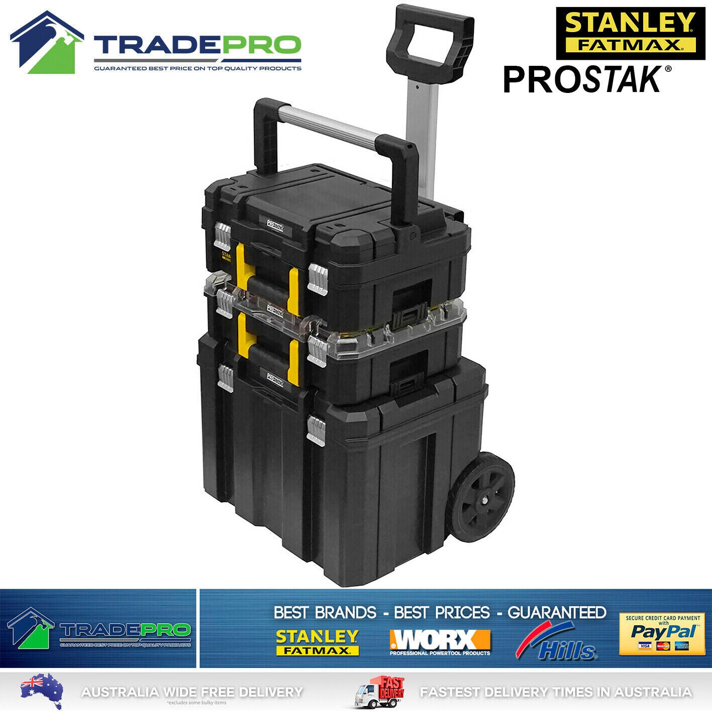 Stanley FatMax Pro-STAK 3in1 Stackable Storage Tool Box Modular Toolbox Case T