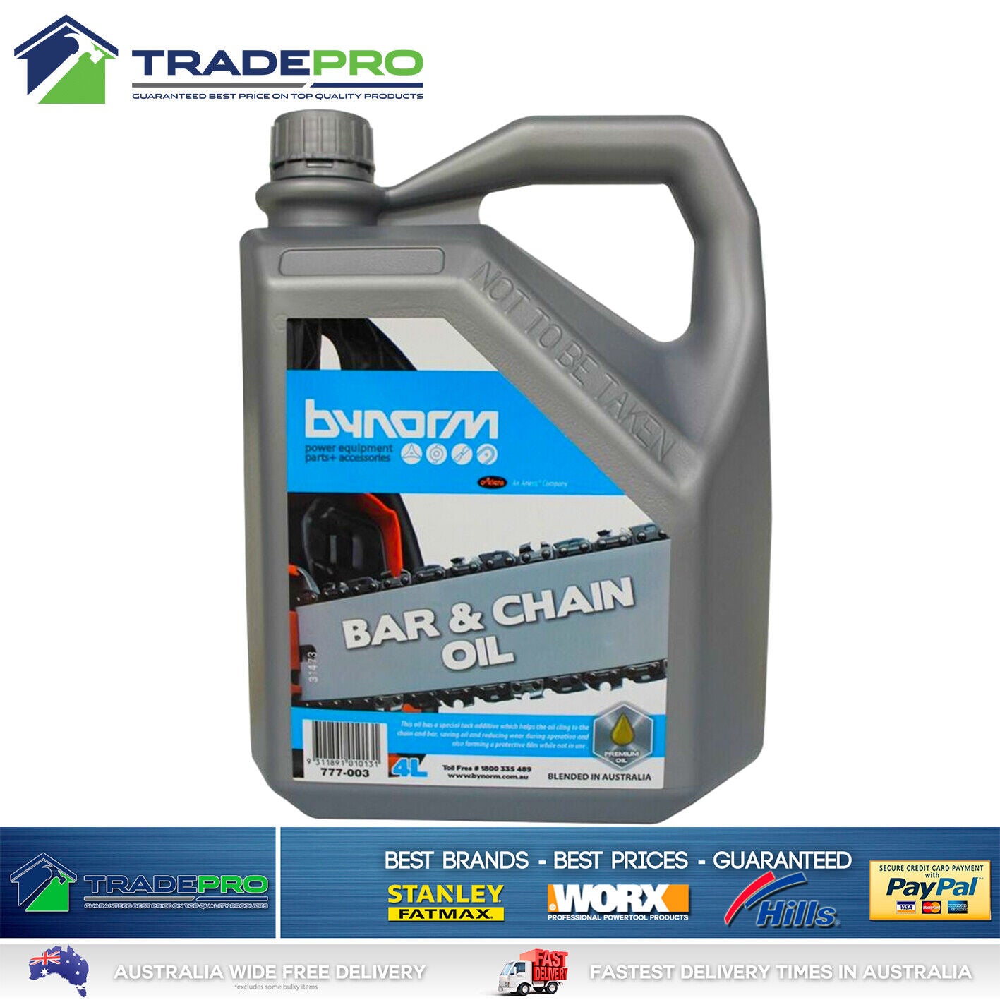 Chainsaw Bar Oil 4Ltr Premium Quality Bynorm Brand Chain Bar Lubricant 4 Litre