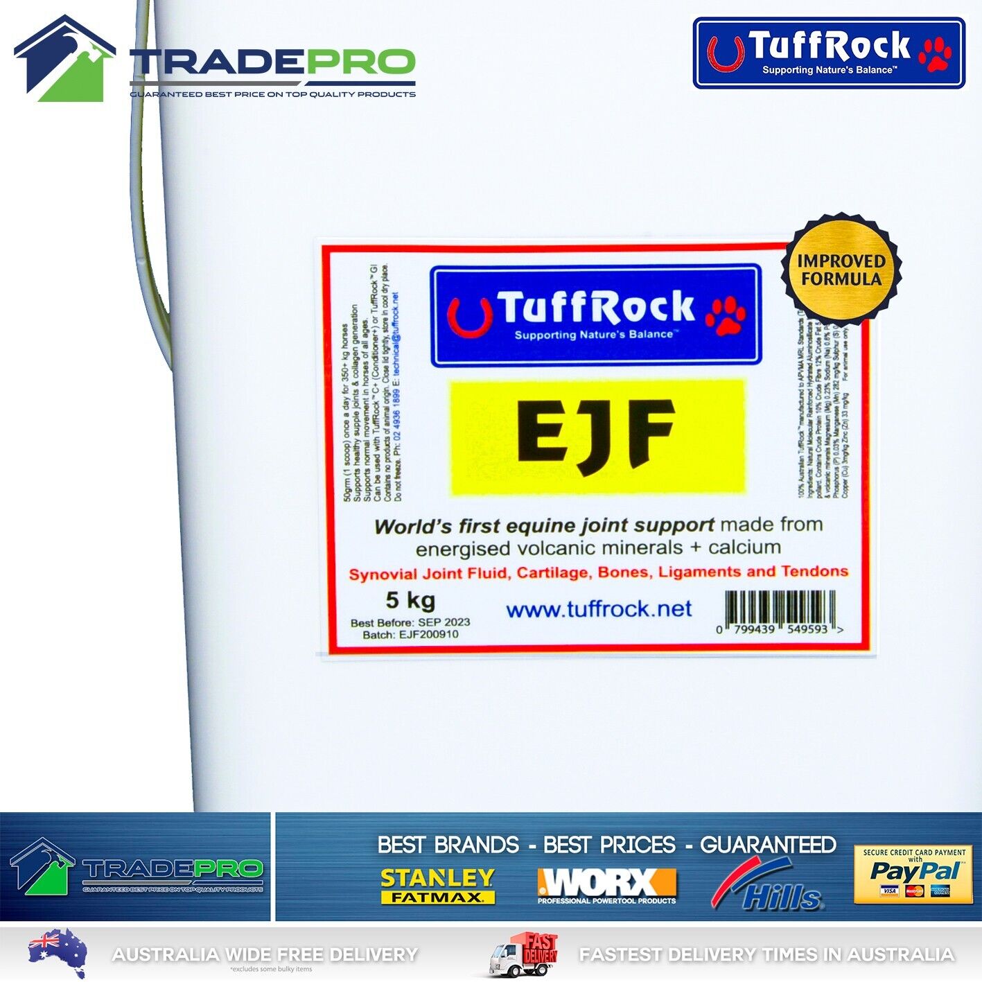 Tuffrock EJF 5kg Equine Horse Joint Support Formula Natural Feed Additive PRO