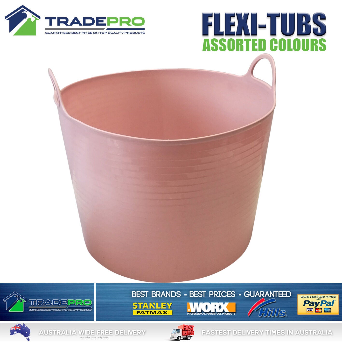 6x Flexi Tub PRO 16Ltr Tough Bucket Flexible Storage Container Trug Bin 16L