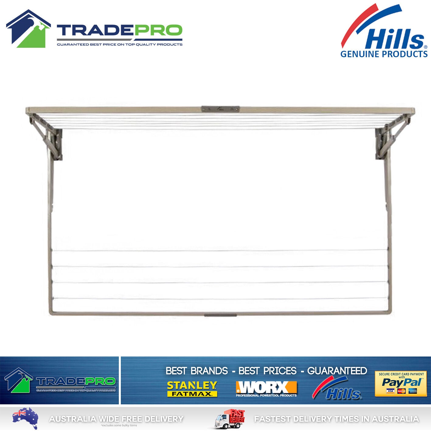 Hills Everyday Double Folding Frame Clothesline Genuine Fold Down Clothes Line