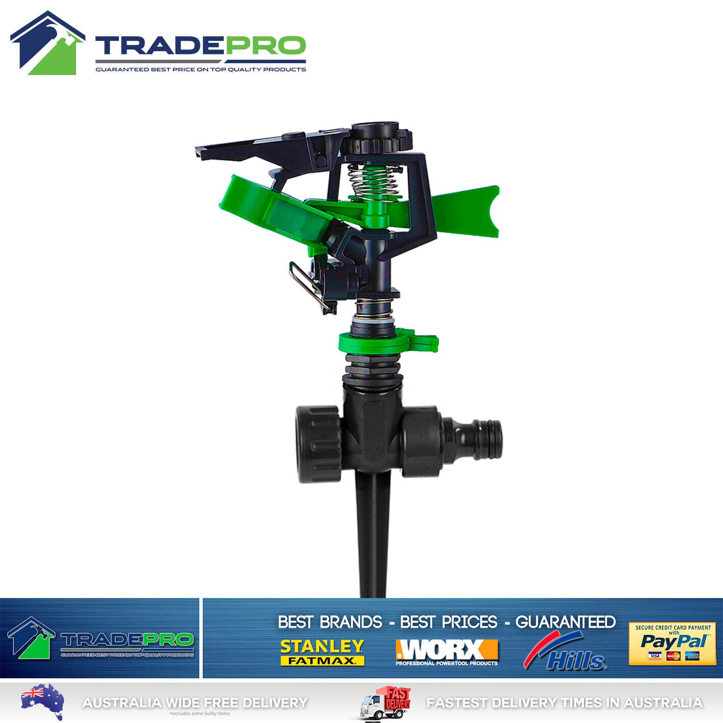 Lawn Sprinkler Impact on Spike Adjustable Pattern Spray Grass Garden Watering