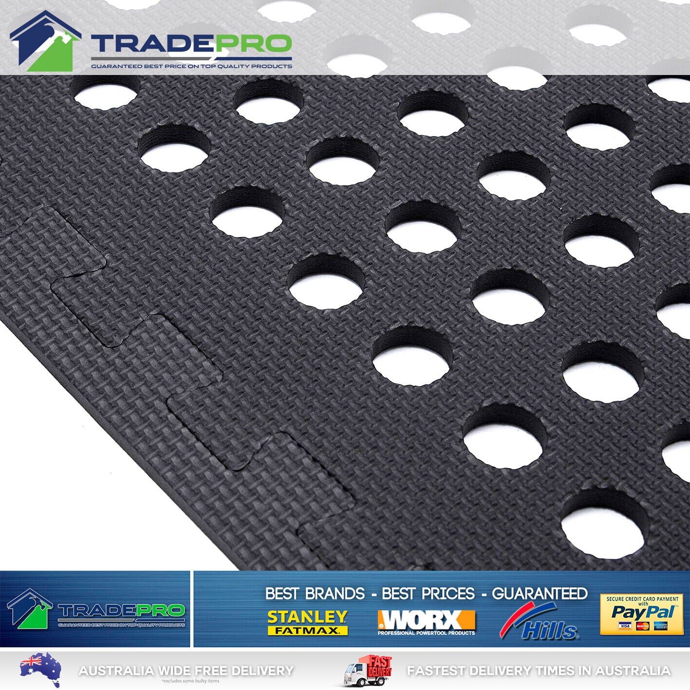 6PC Floor Mat Tiles EVA H/Duty Rubber Foam Interlocking Fatigue Shock Absorb Gym