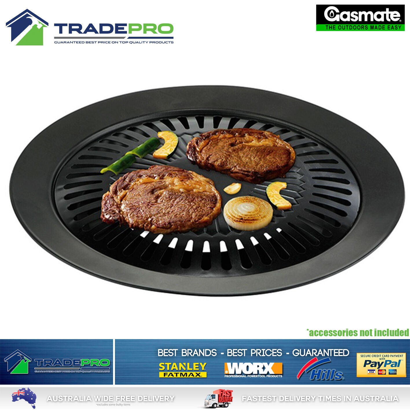 Butane Stove Gasmate® Gas Grill Top Griddle Pan BBQ Porcelain Plate No Stick Fat
