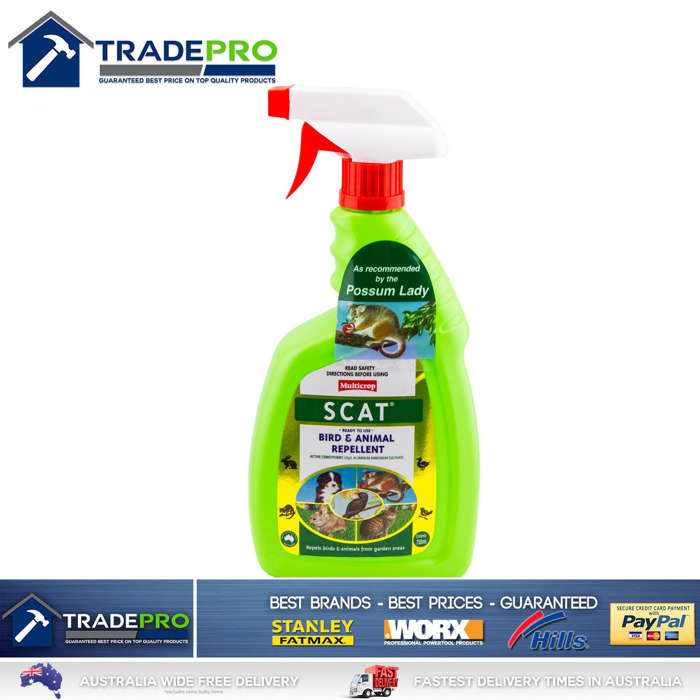 Scat Bird And Animal Repellent 750ml RTU Dog Cat Possum Vermin Deterrent PetSafe