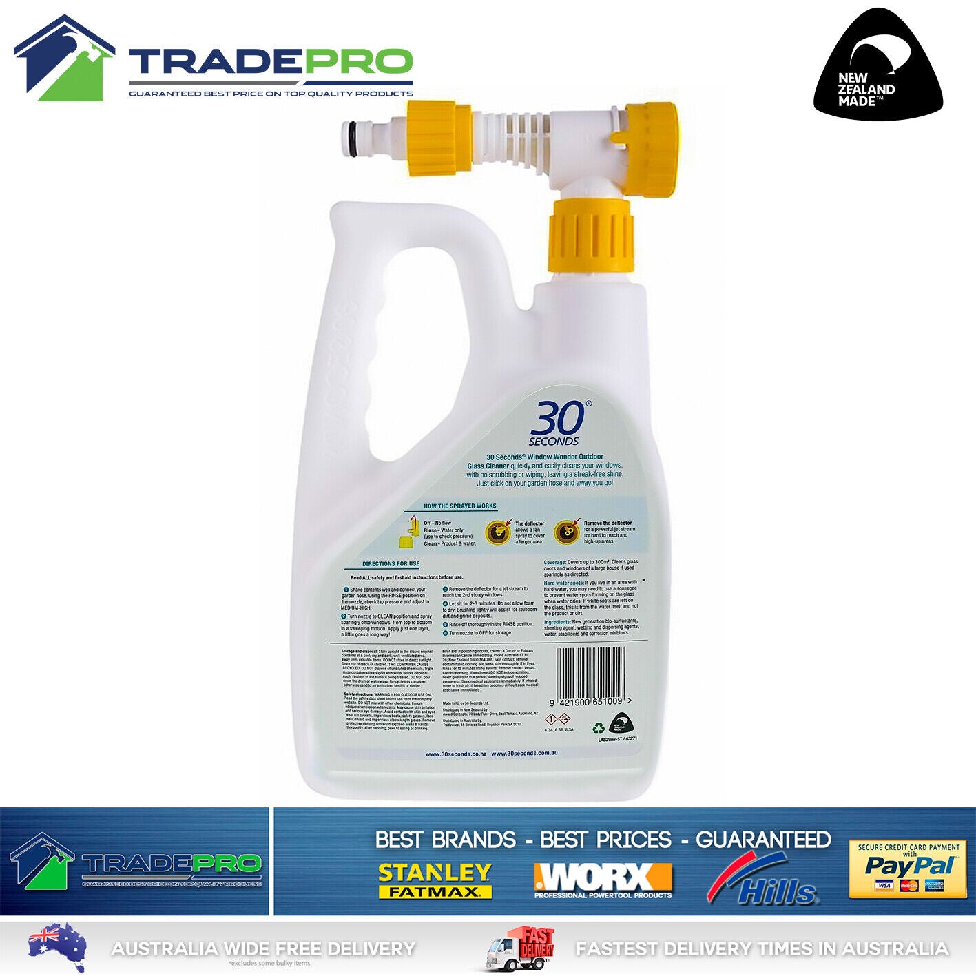 Glass Cleaner 2L 30 Seconds Hose On Window Wonder Clean Outdoor Click Spray 2